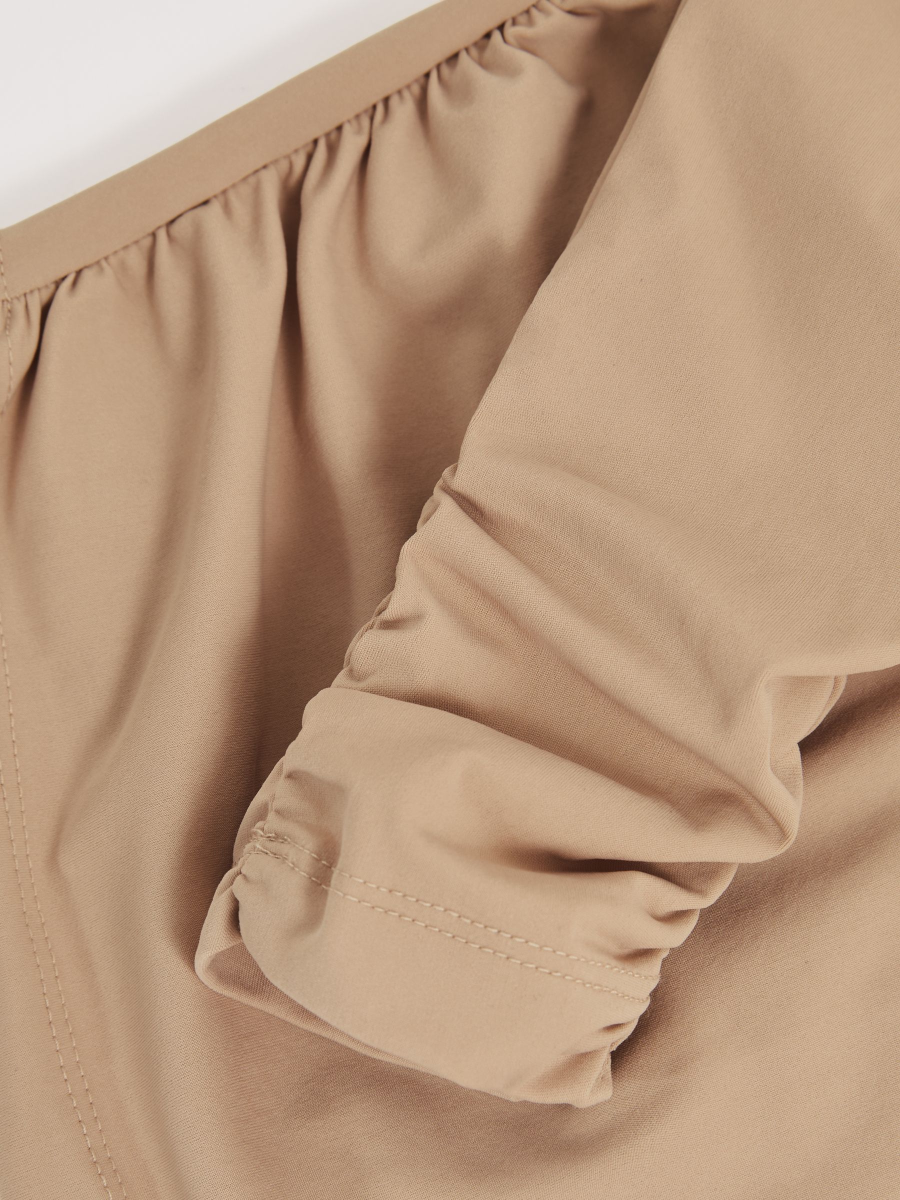 Jersey-Stretch Ruched Cropped Top in Sand