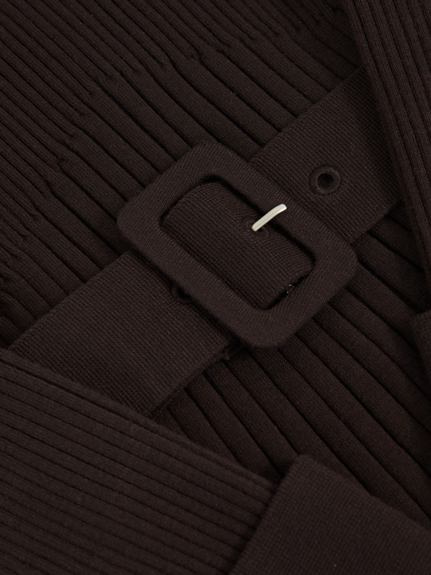 13-14 yrs Rib-Knit Roll-Neck Belted Dress in Chocolate