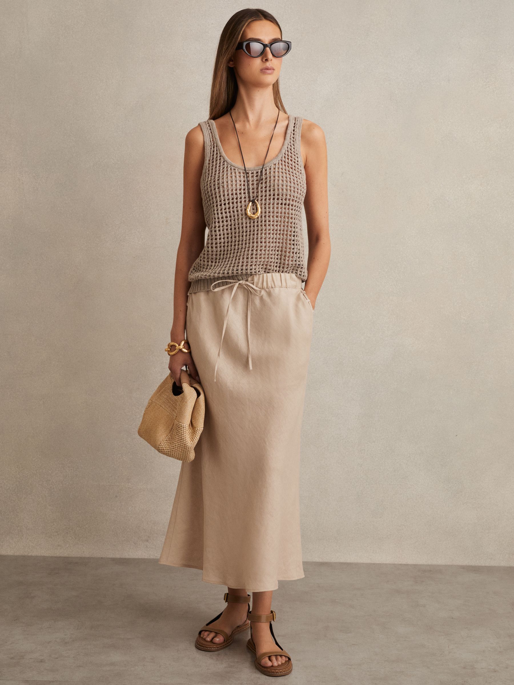 Slip Midi Skirt in Neutral