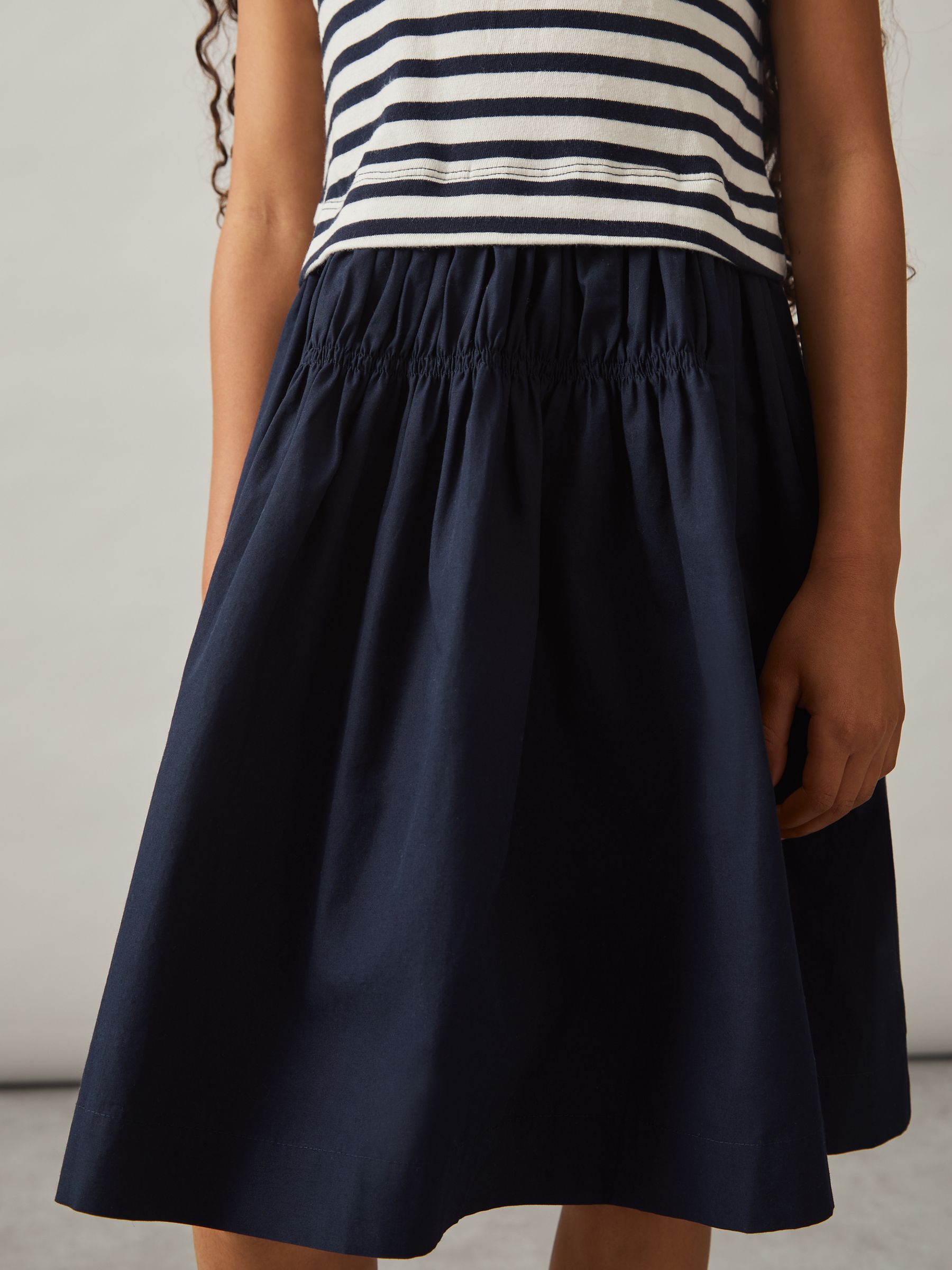 3-9 yrs Cotton Layered Sleeveless Midi Dress in Navy