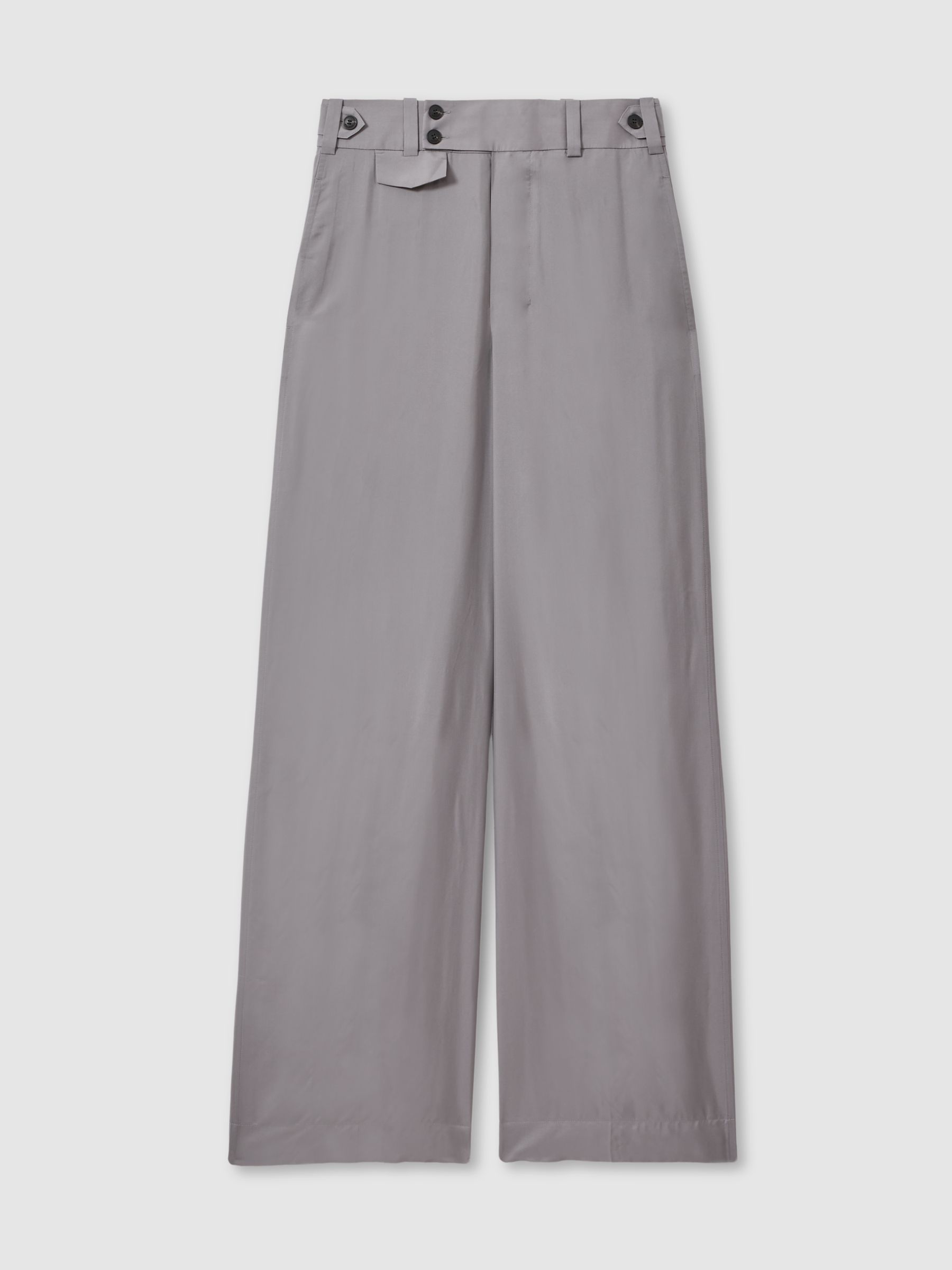 Atelier Wide Leg Waistband Detail Trousers in Grey