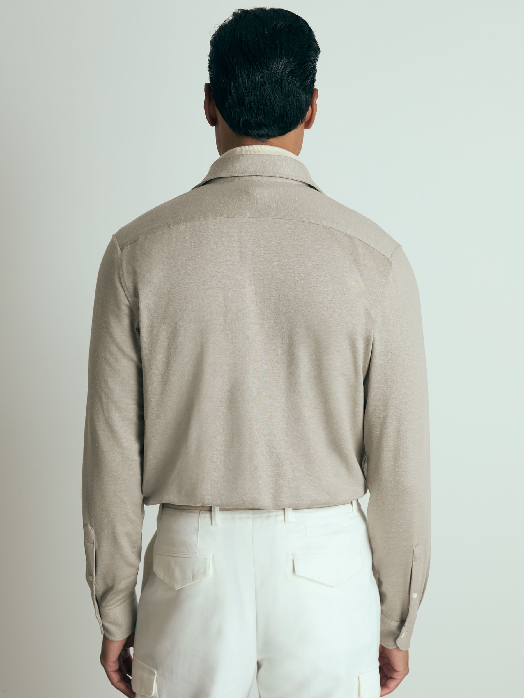 Atelier Linen-Blend-Jersey Shirt in Grey Melange