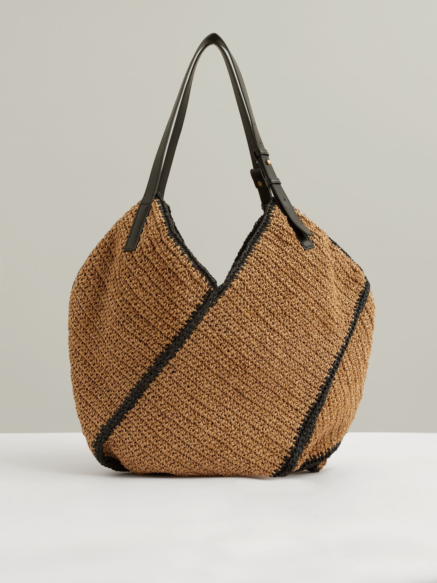 Raffia Ruffle Tote Bag in Natural
