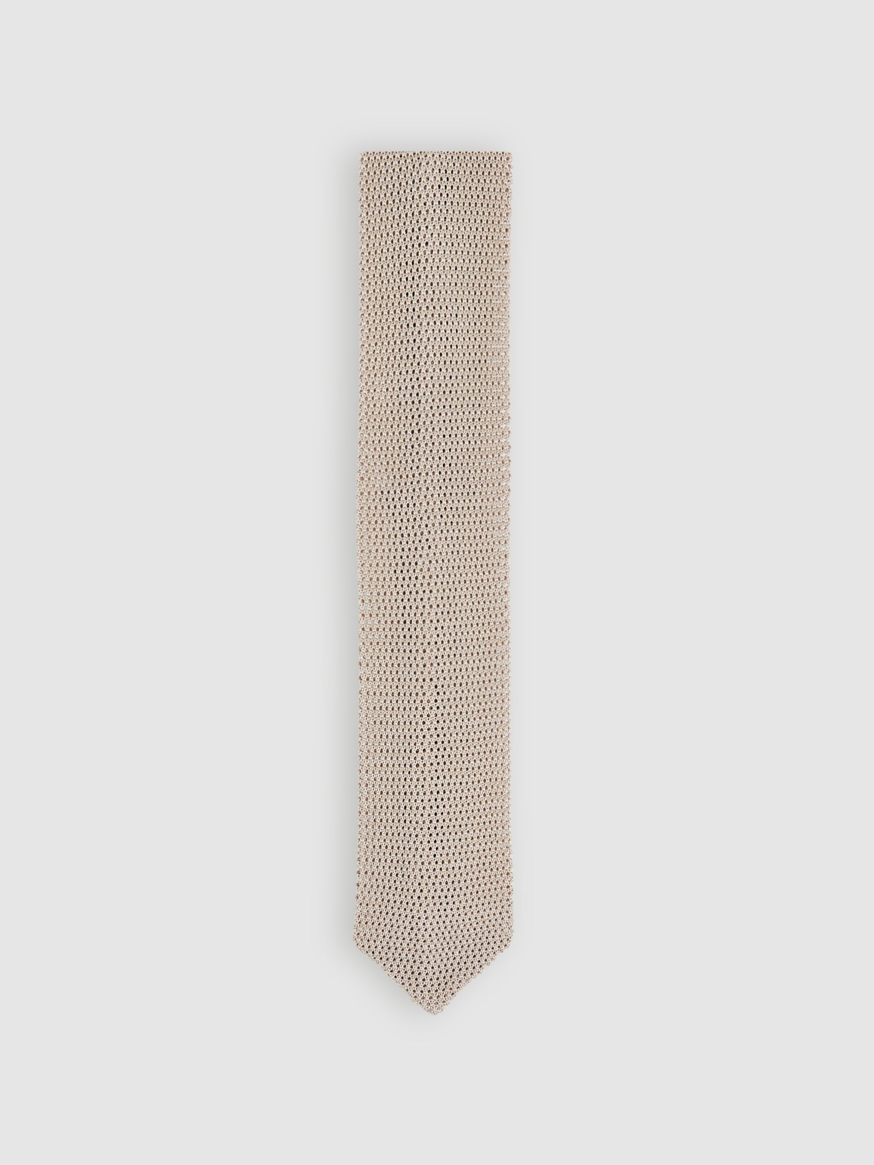 Silk Knitted Tie in Champagne