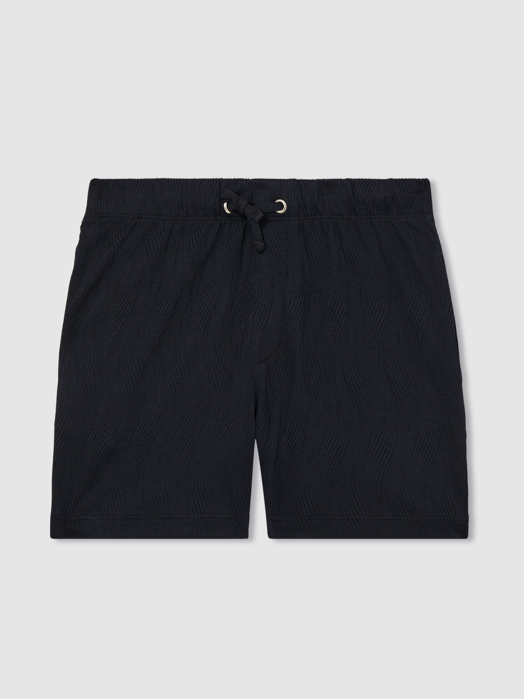 9-13 yrs Wave-Jacquard Drawstring Shorts in Navy