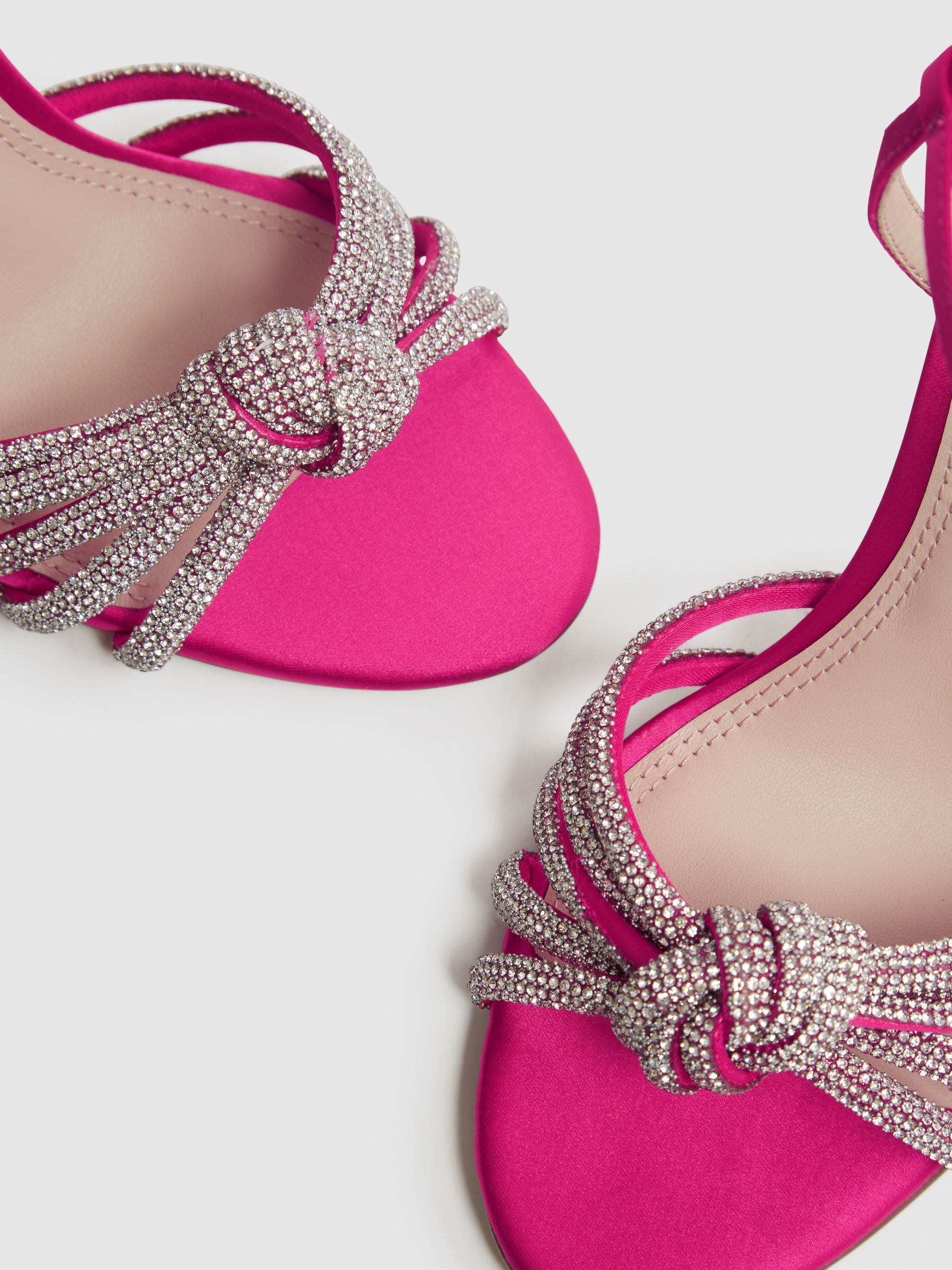 Embellished Heeled Sandals in Pink
