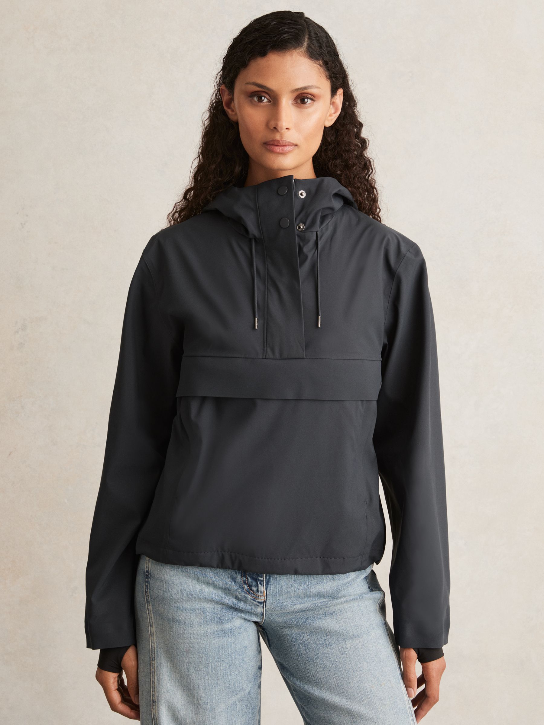 Rains Hardshell Short Jacket in Navy
