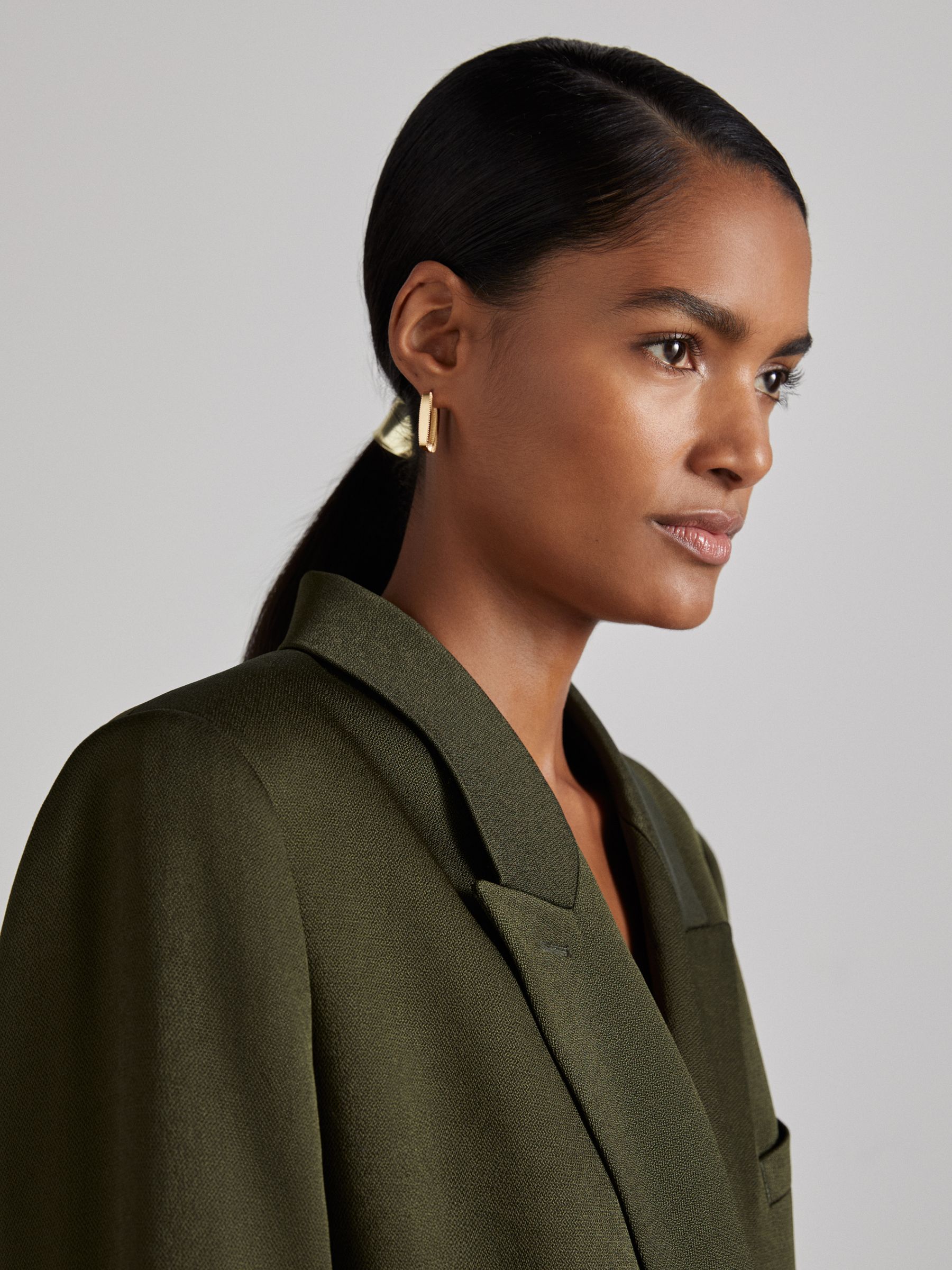 Atelier Double-Breasted Crepe Suit Jacket in Green