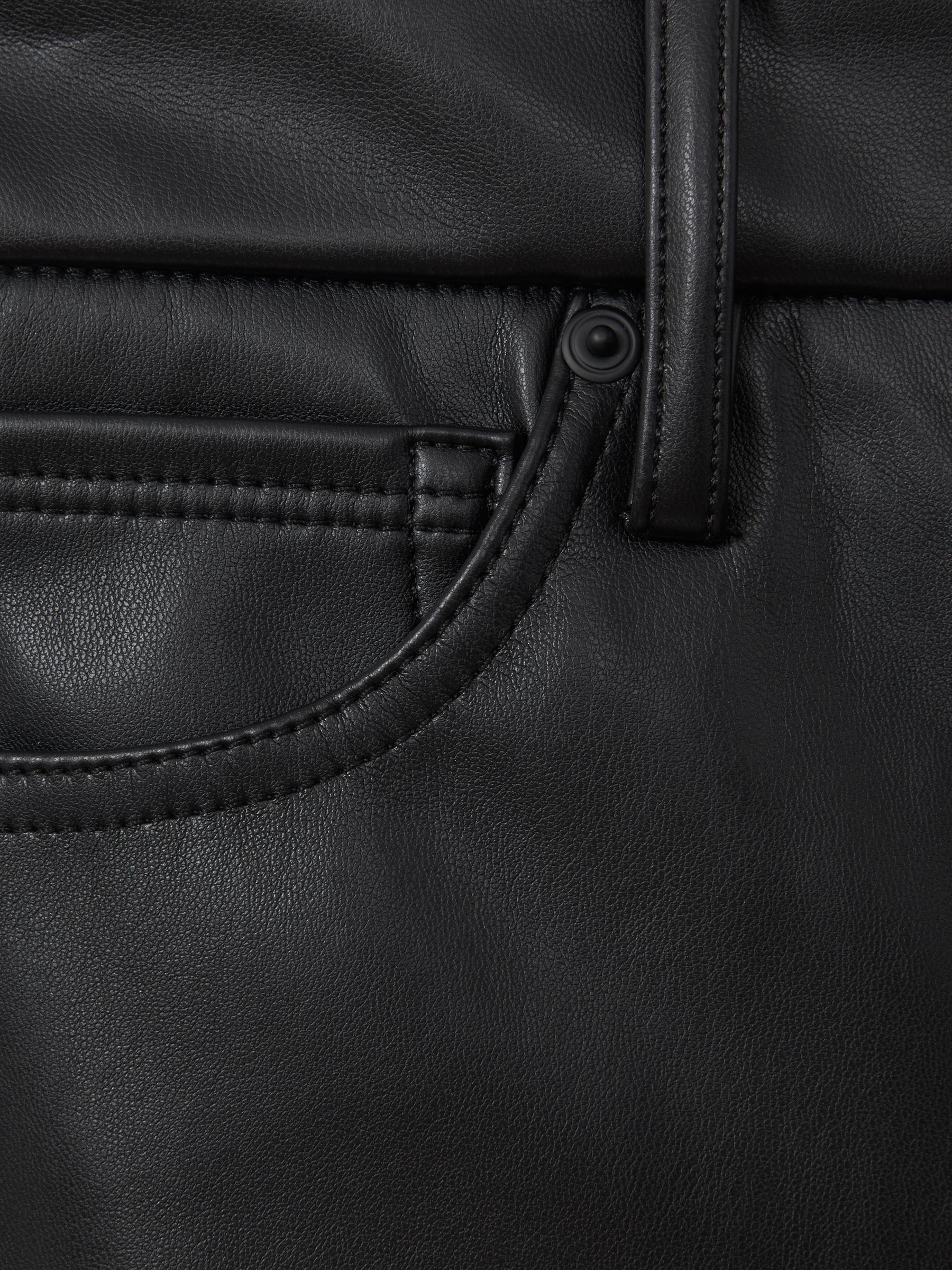 Faux Leather Slim Bootcut Trousers in Black