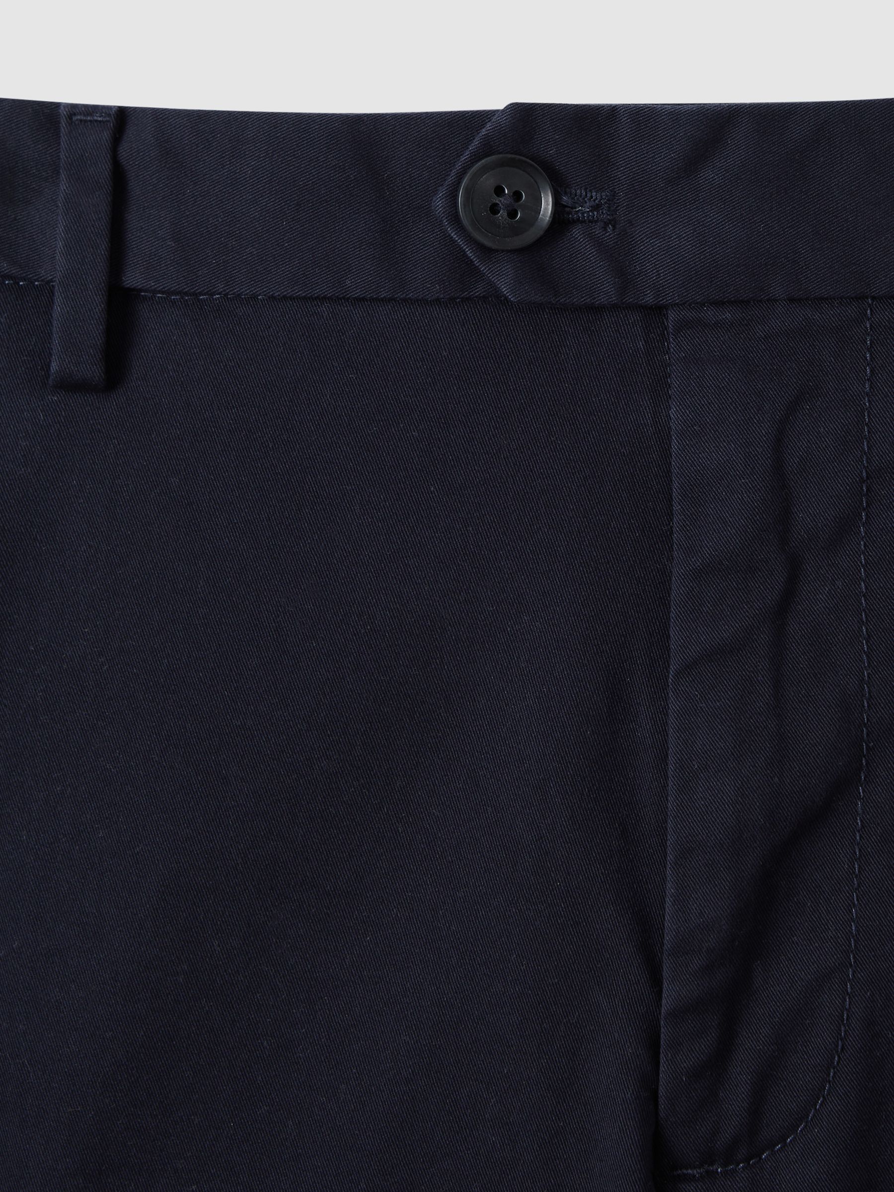 Cotton Chino Shorts with Stretch in Navy
