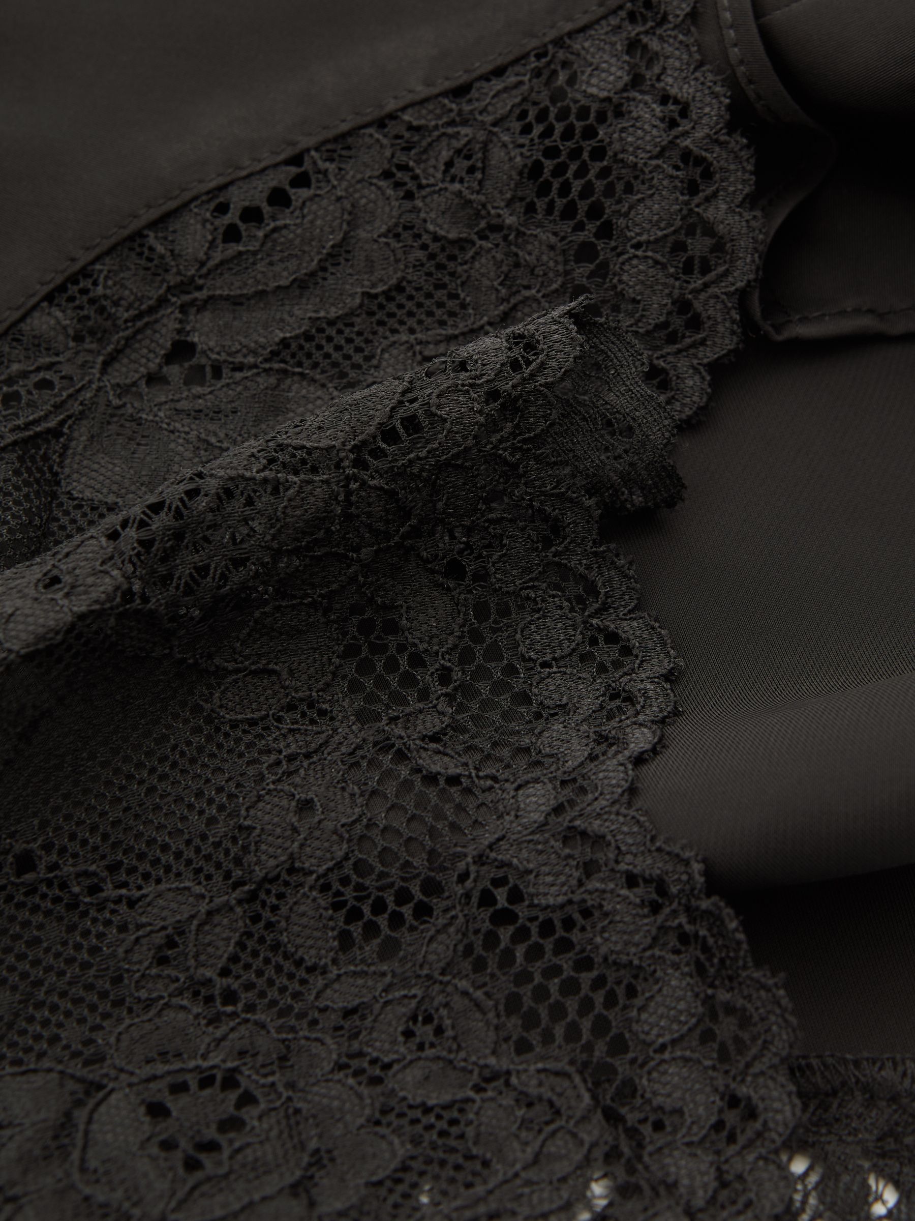 Viscose Satin Lace Trim Shorts in Black