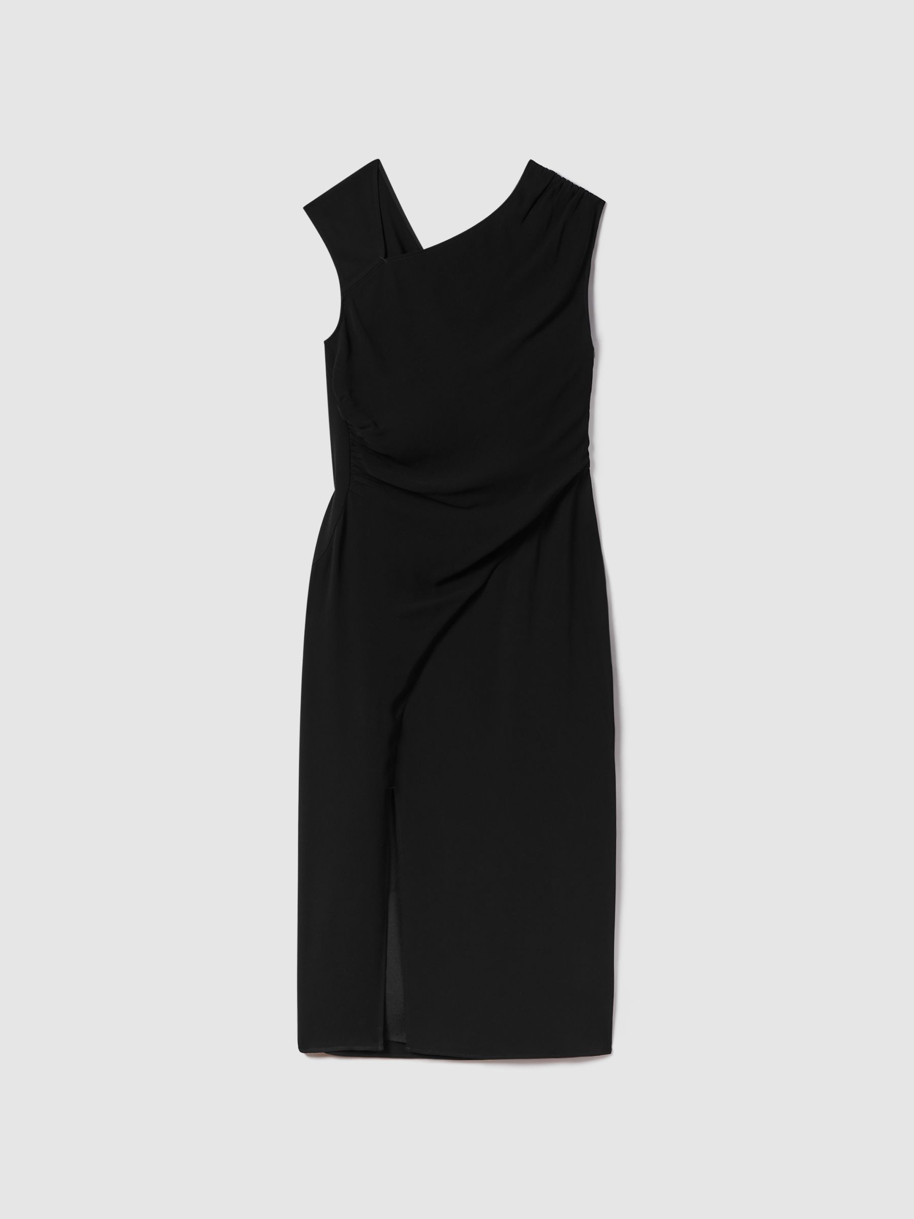 Asymmetric Bodycon Midi Dress in Black
