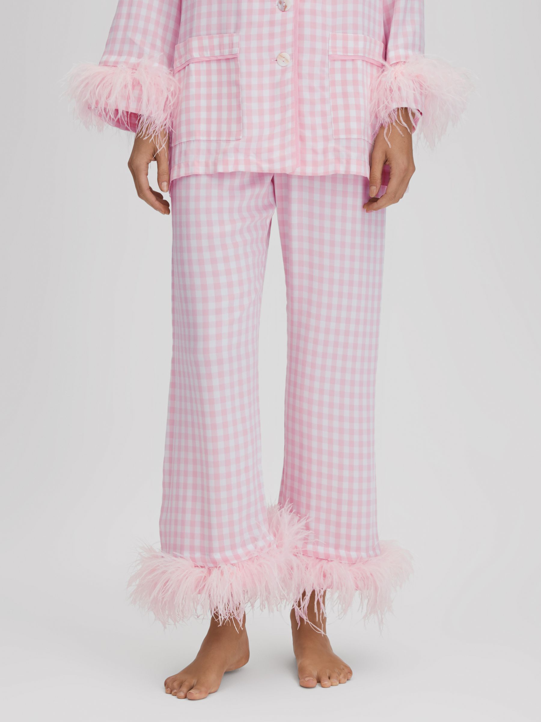 Sleeper Detachable Feather Pyjama Set in Pink/White