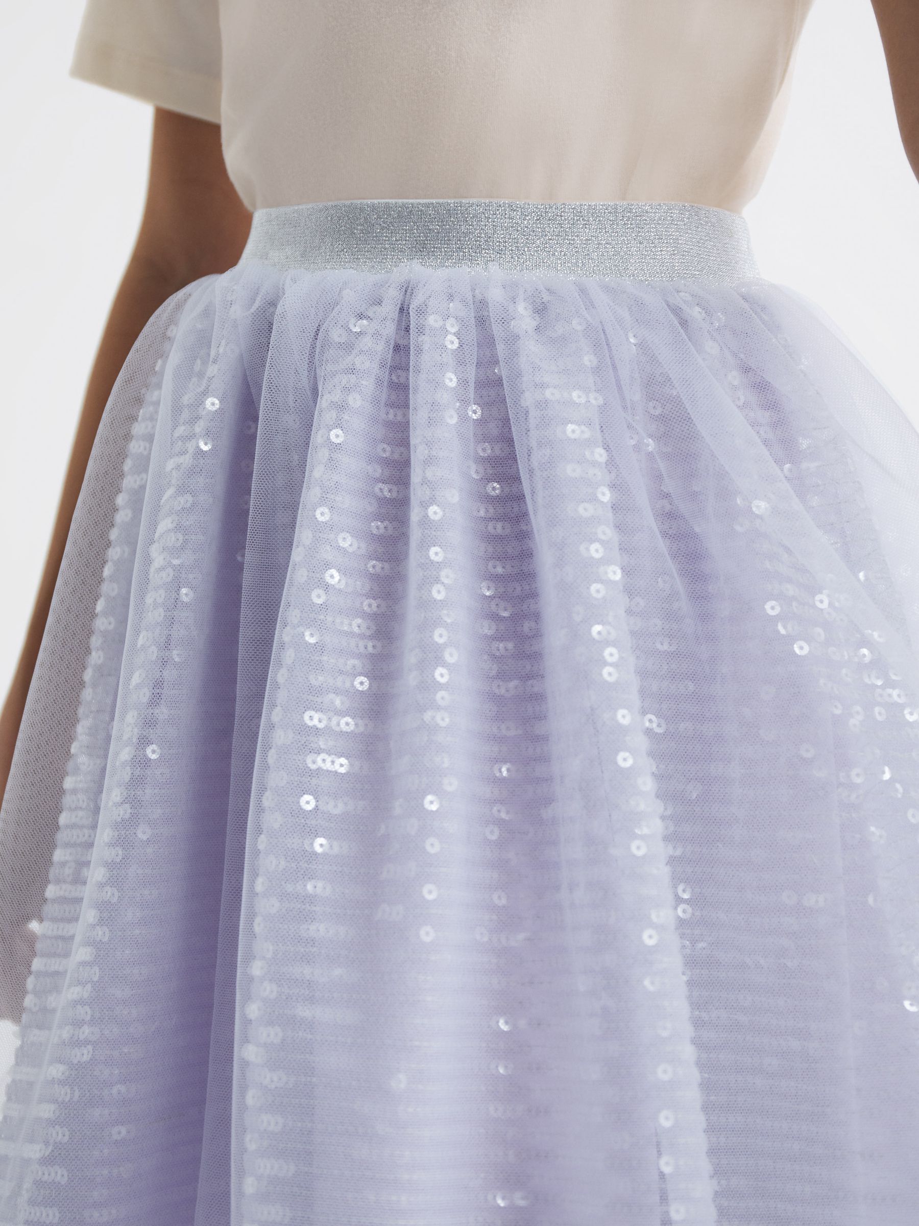 9-12 yrs Sequin Midi Skirt in Lilac
