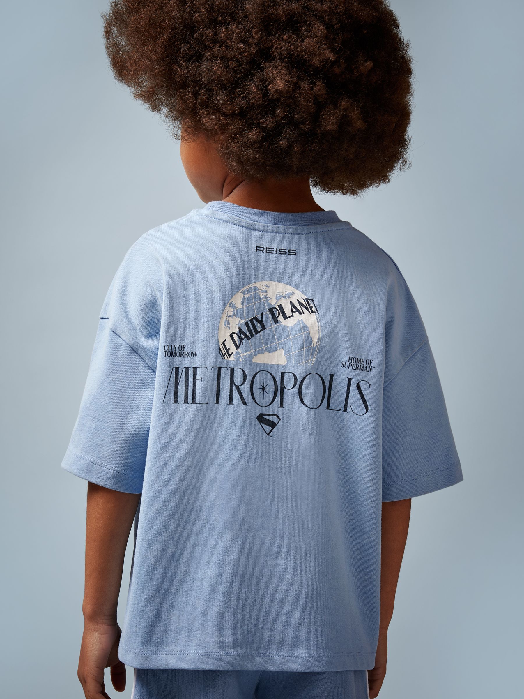 9-13 yrs Superman | Reiss Metropolis Logo T-Shirt in Light Blue