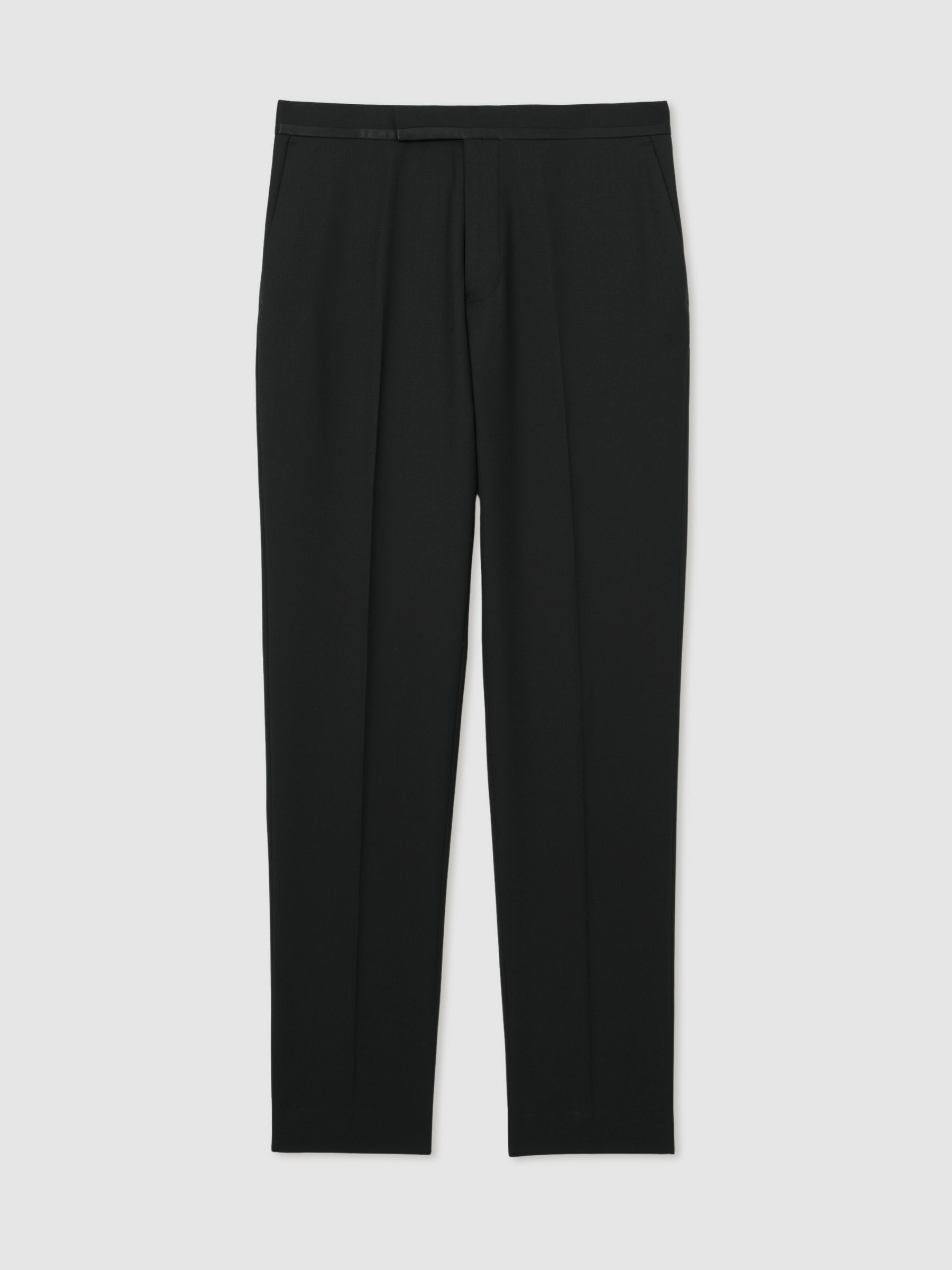 Wool-Blend Slim-Fit Tuxedo Trousers in Black