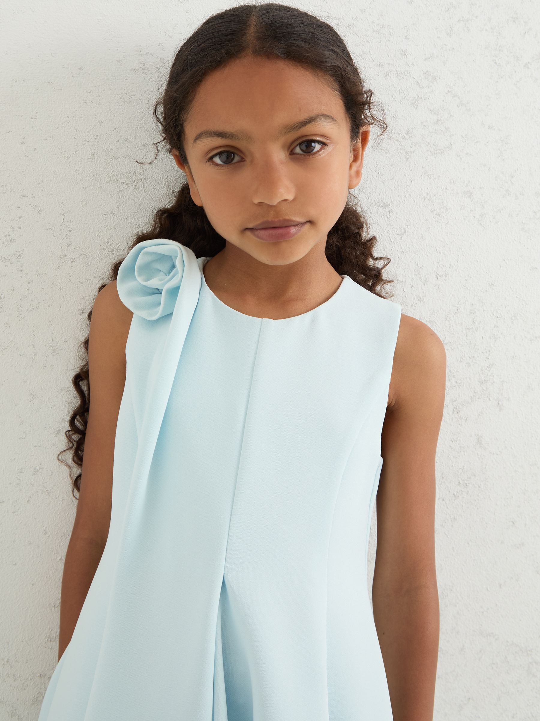4-9 yrs Flower-Detail Fit-And-Flare Dress in Blue