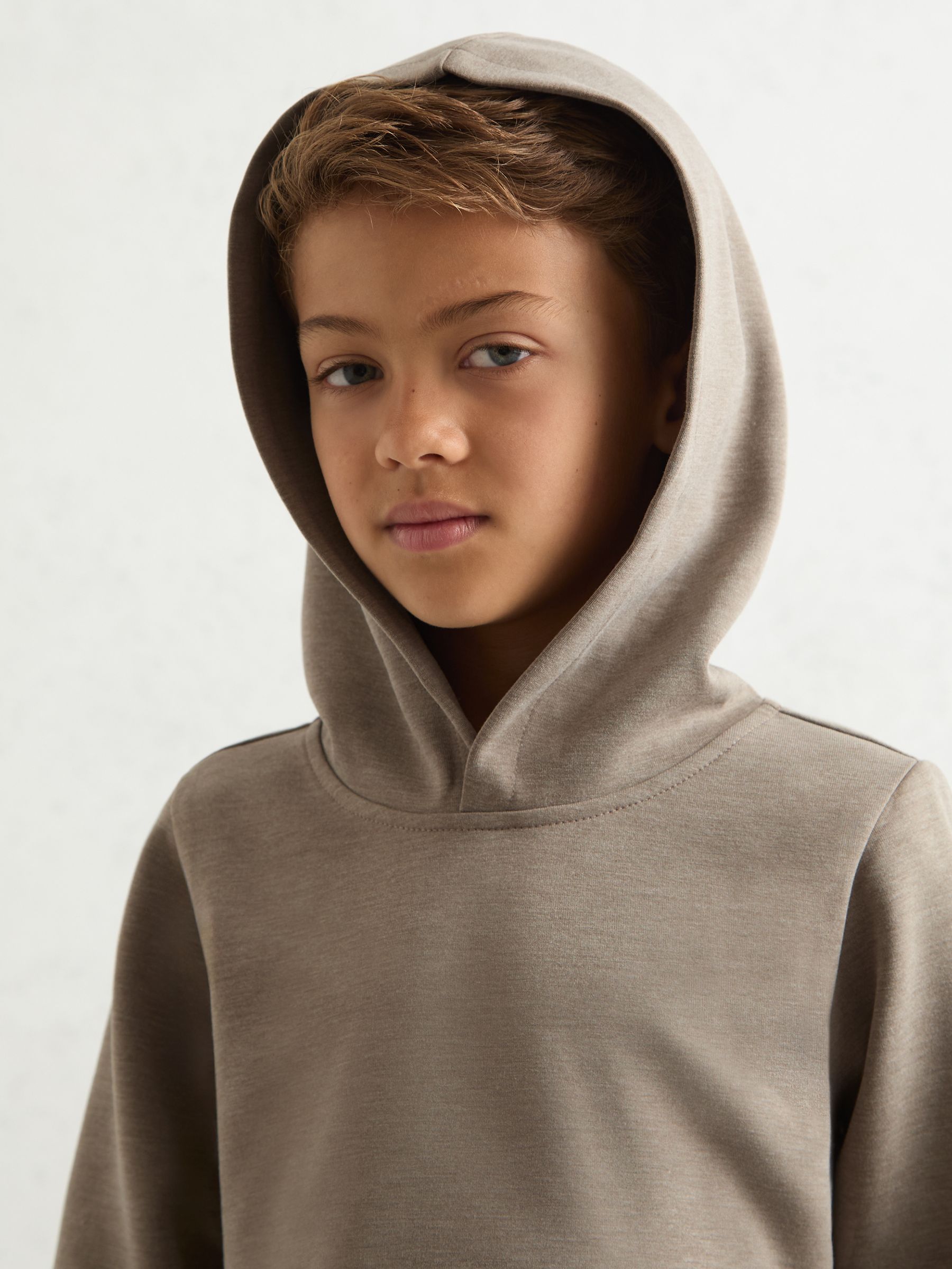 9-13 yrs Interlock Jersey Hoodie in Taupe Brown