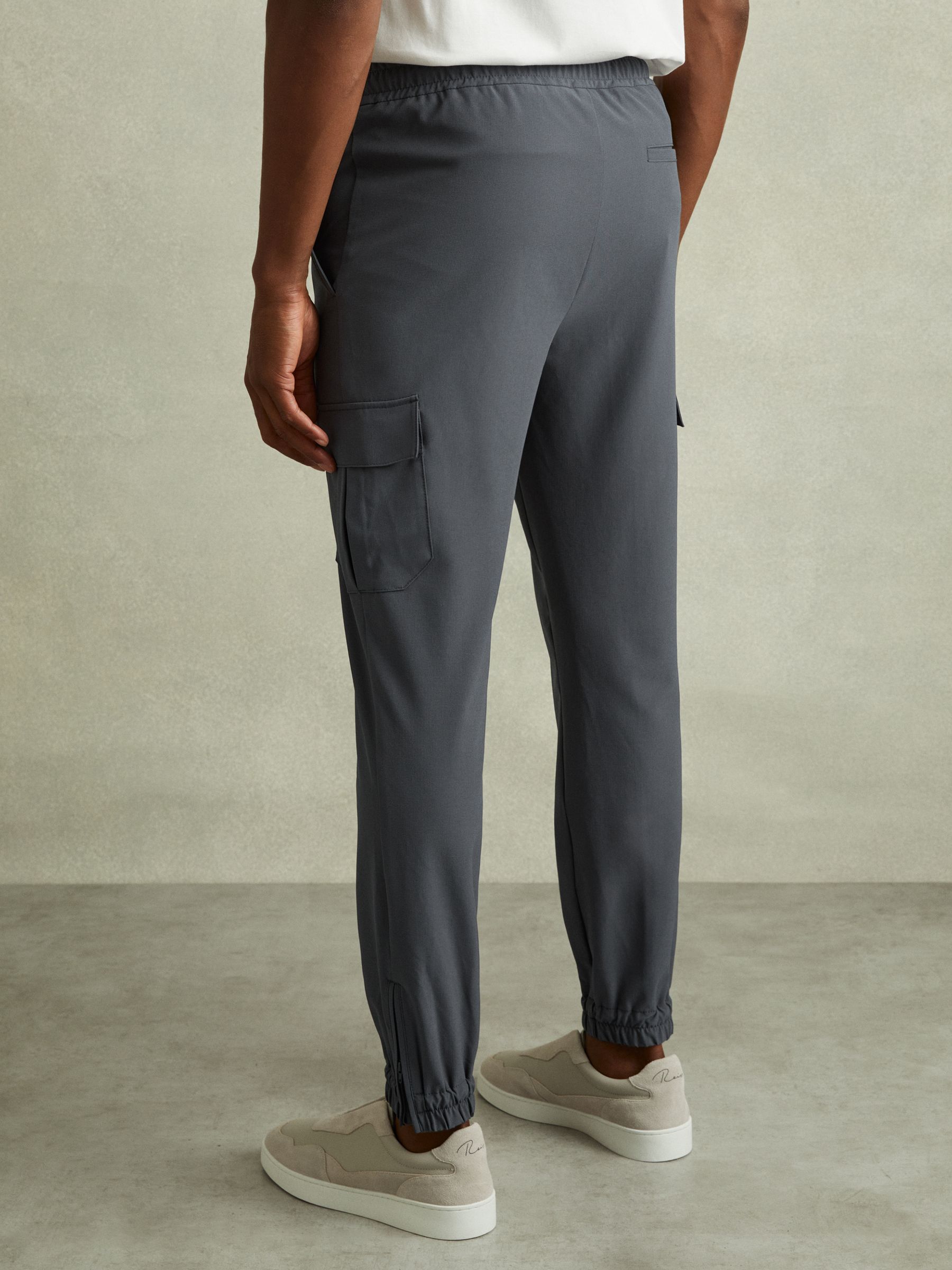 Elasticated Cargo Trousers in Airforce Blue