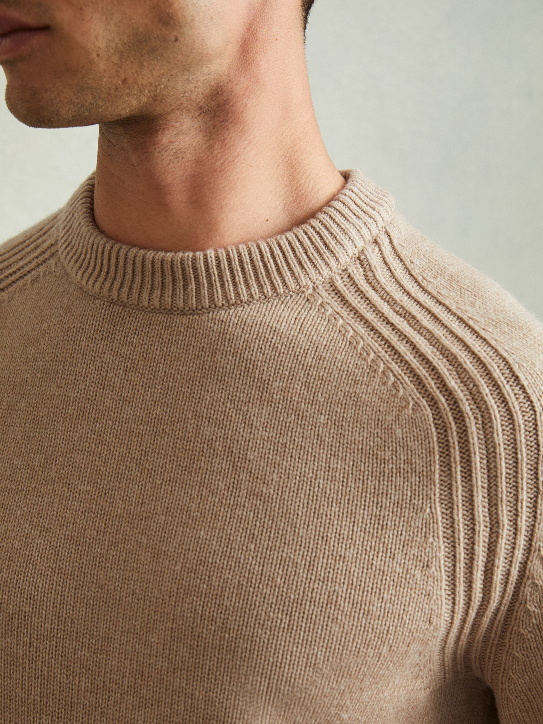 Wool-Blend Raglan-Sleeve Jumper in Camel Brown