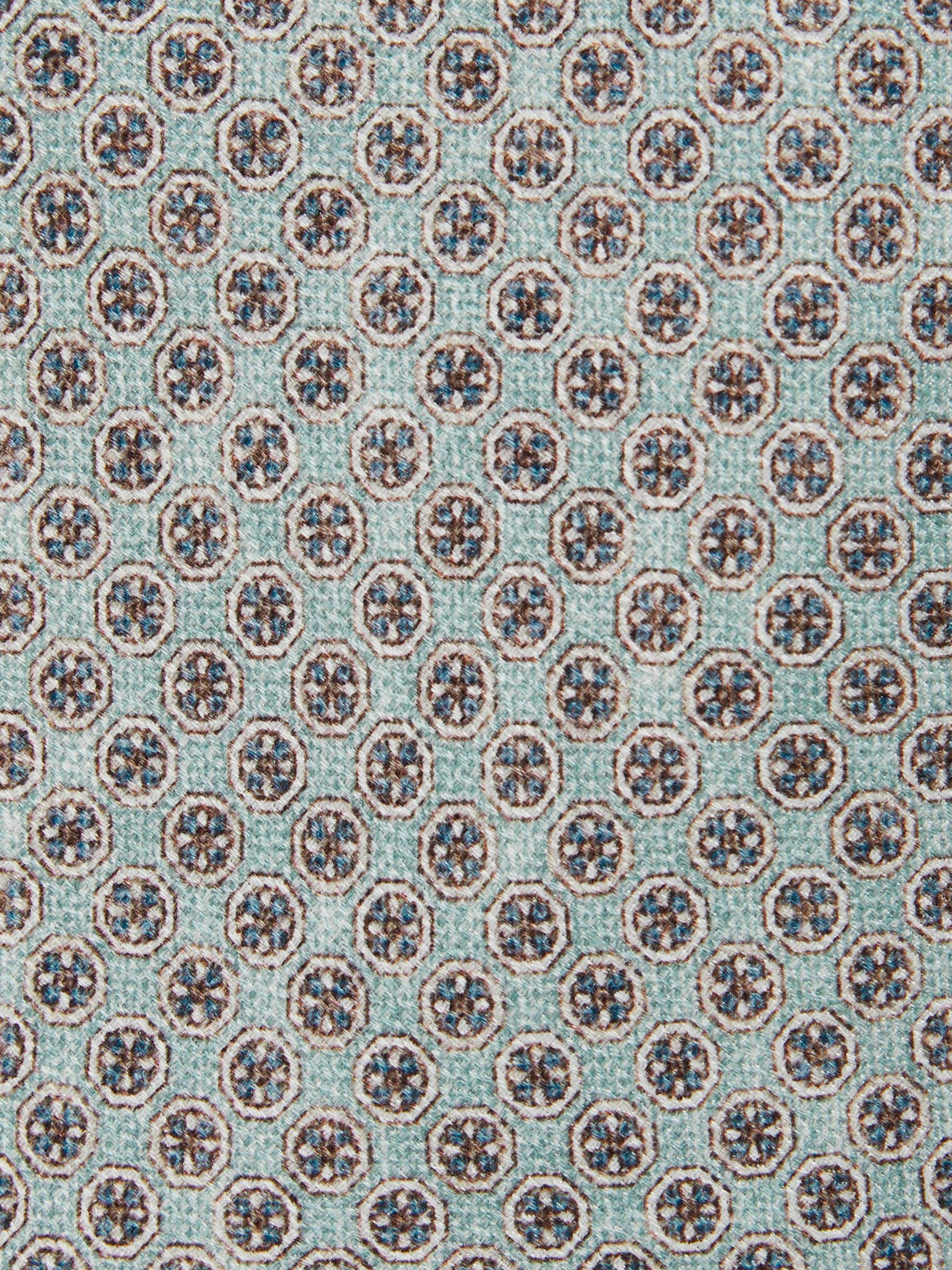 Silk Medallion-Print Tie in Soft Sage