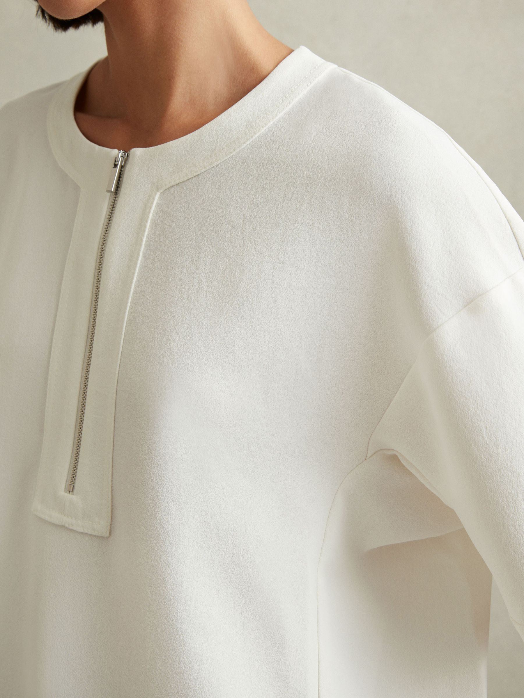 Relaxed Half-Zip T-Shirt in Ivory
