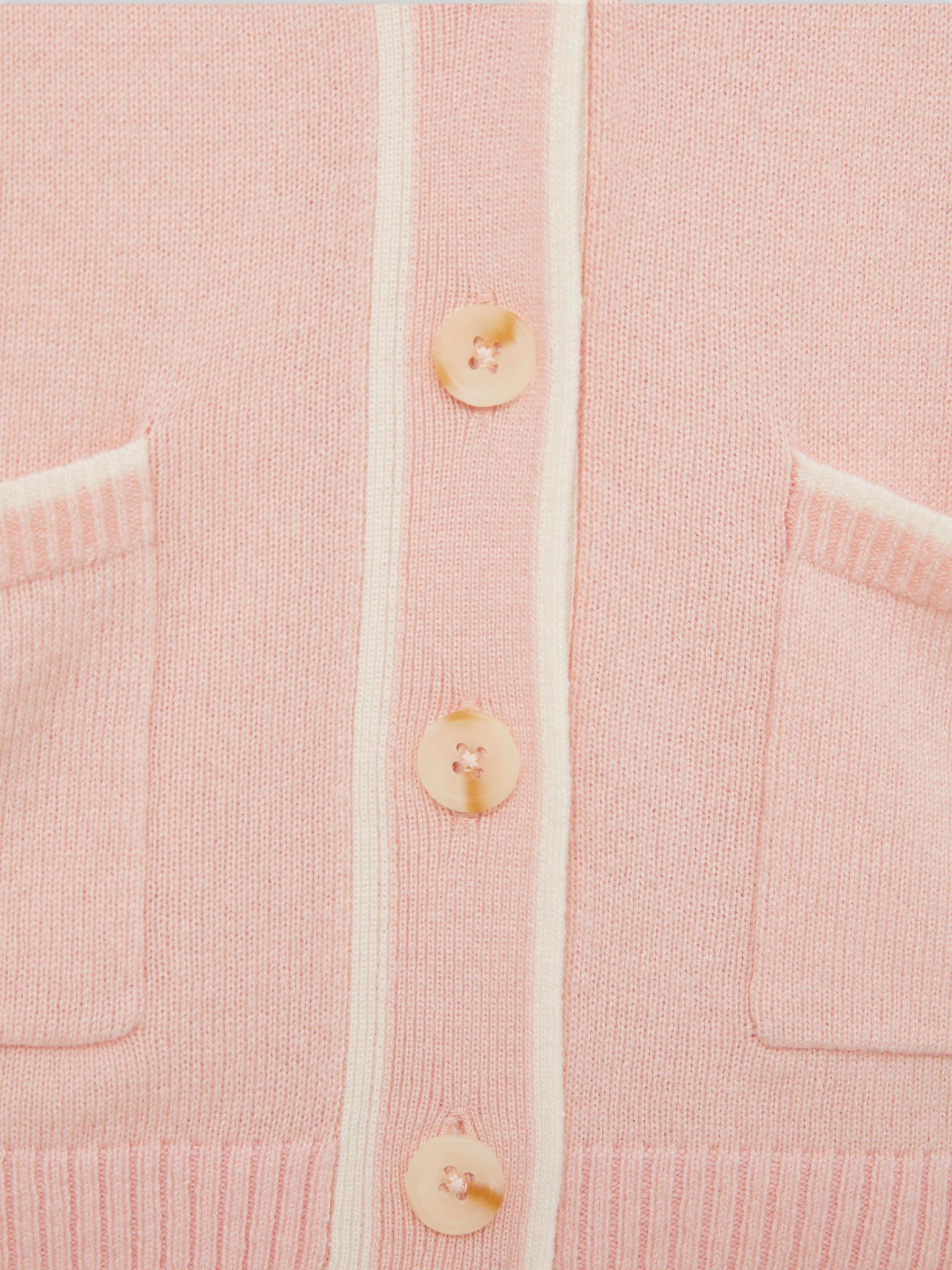9-13 yrs Wool-Blend Tipped Cardigan in Pink