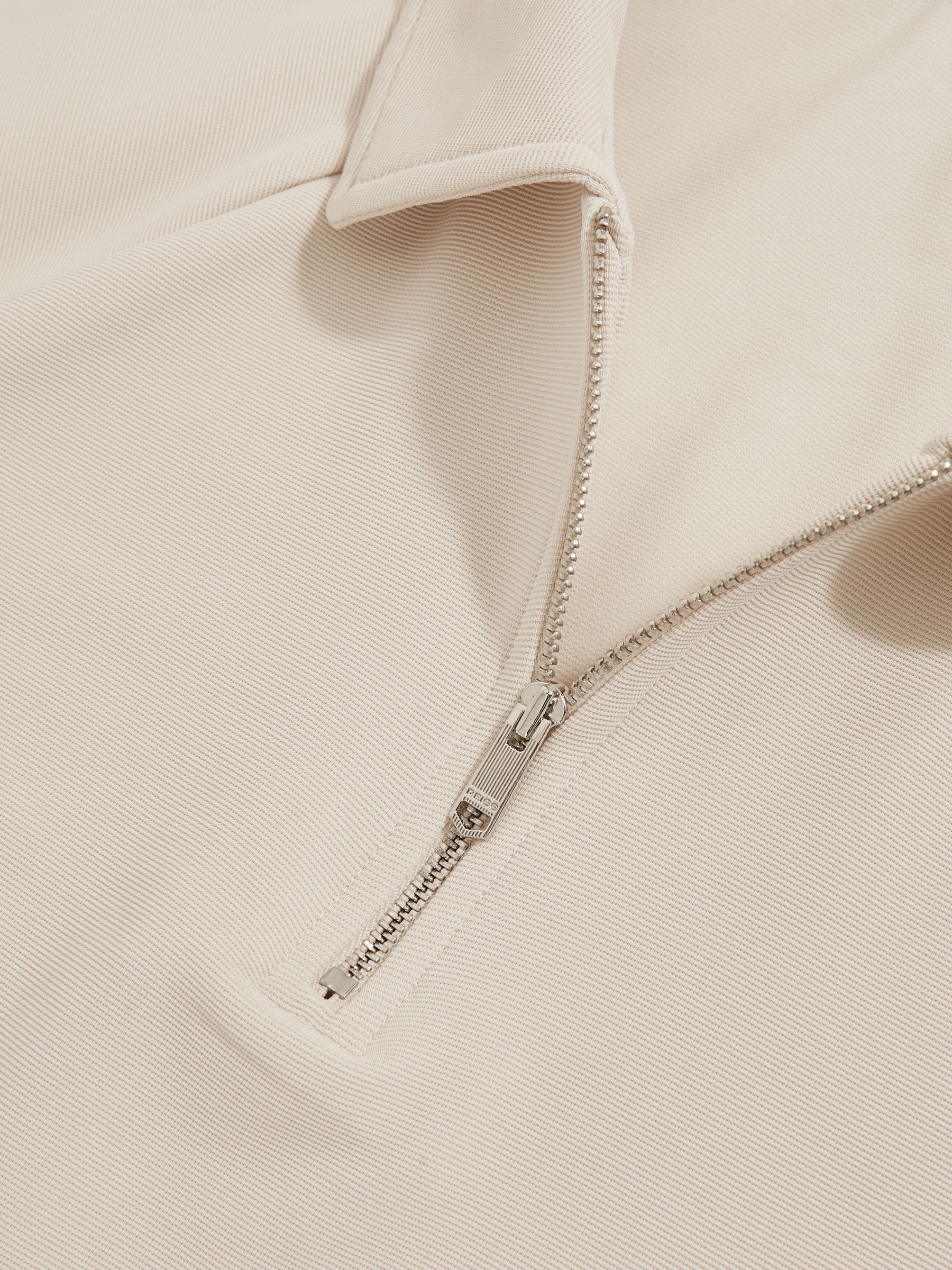 Textured Raglan Half-Zip Polo Shirt in Stone