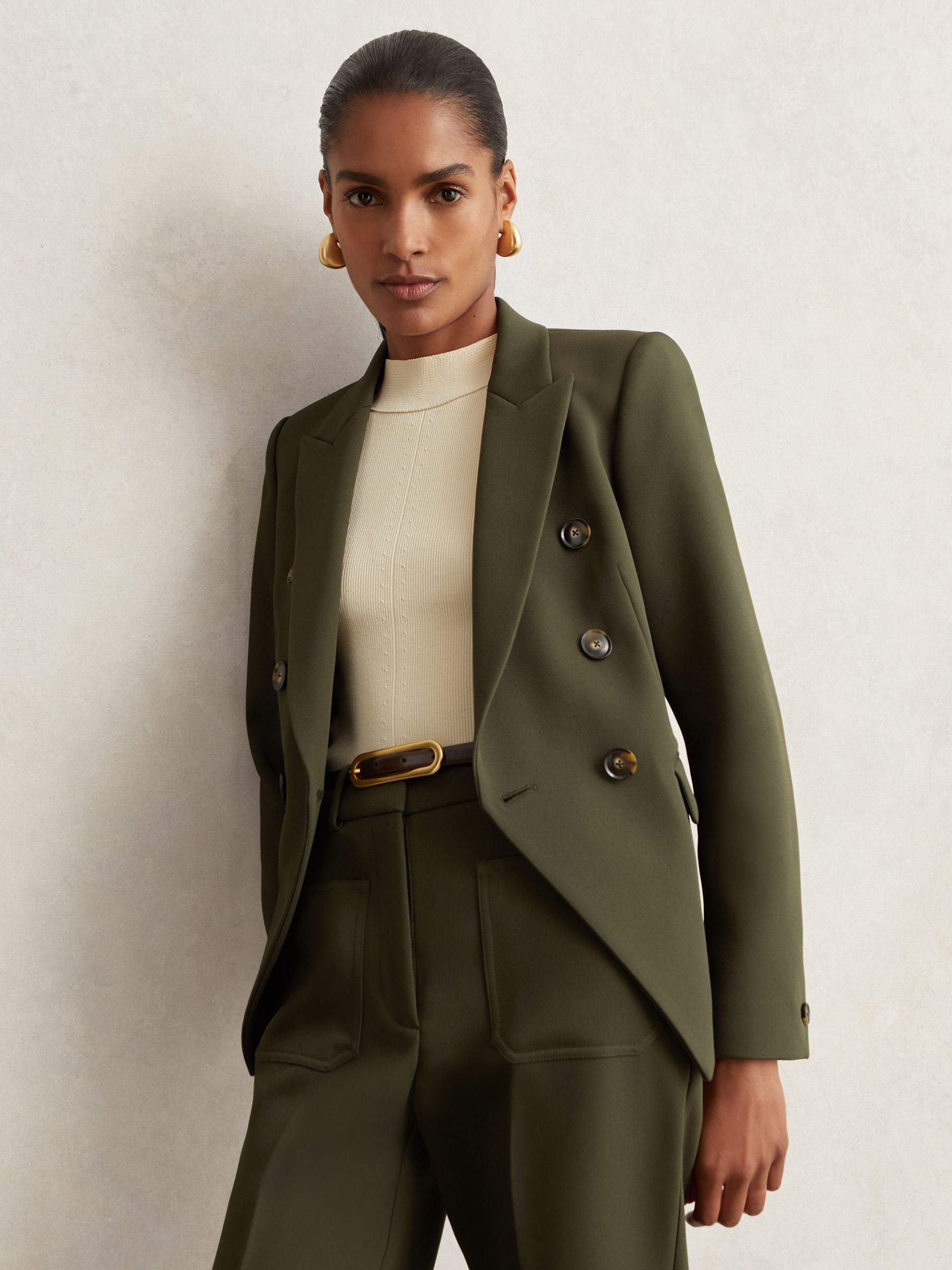 Double-Breasted Suit Blazer in Green