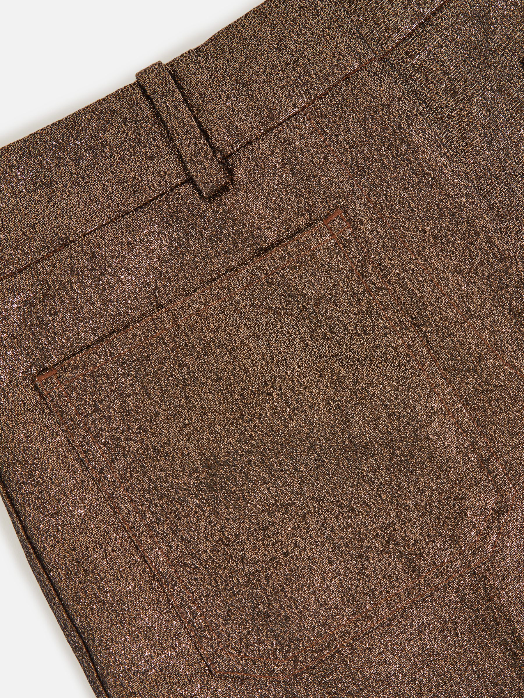 Sparkle Patch-Pocket Flared Trousers in Gold