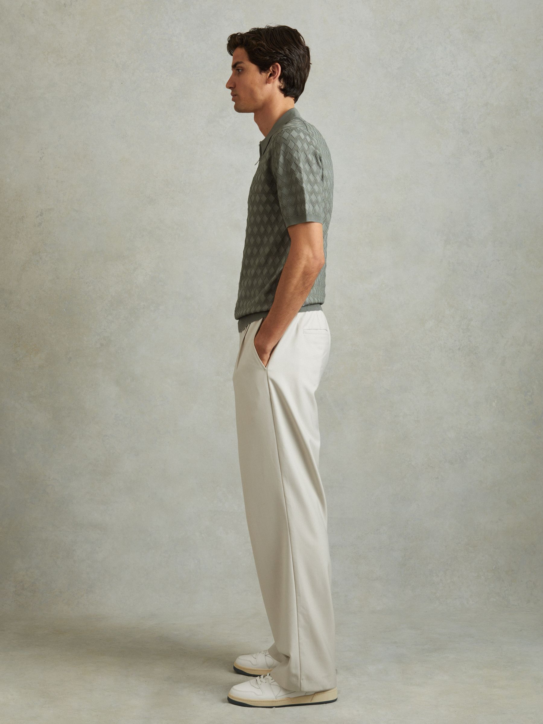 Half Zip Knitted Polo Shirt in Sage