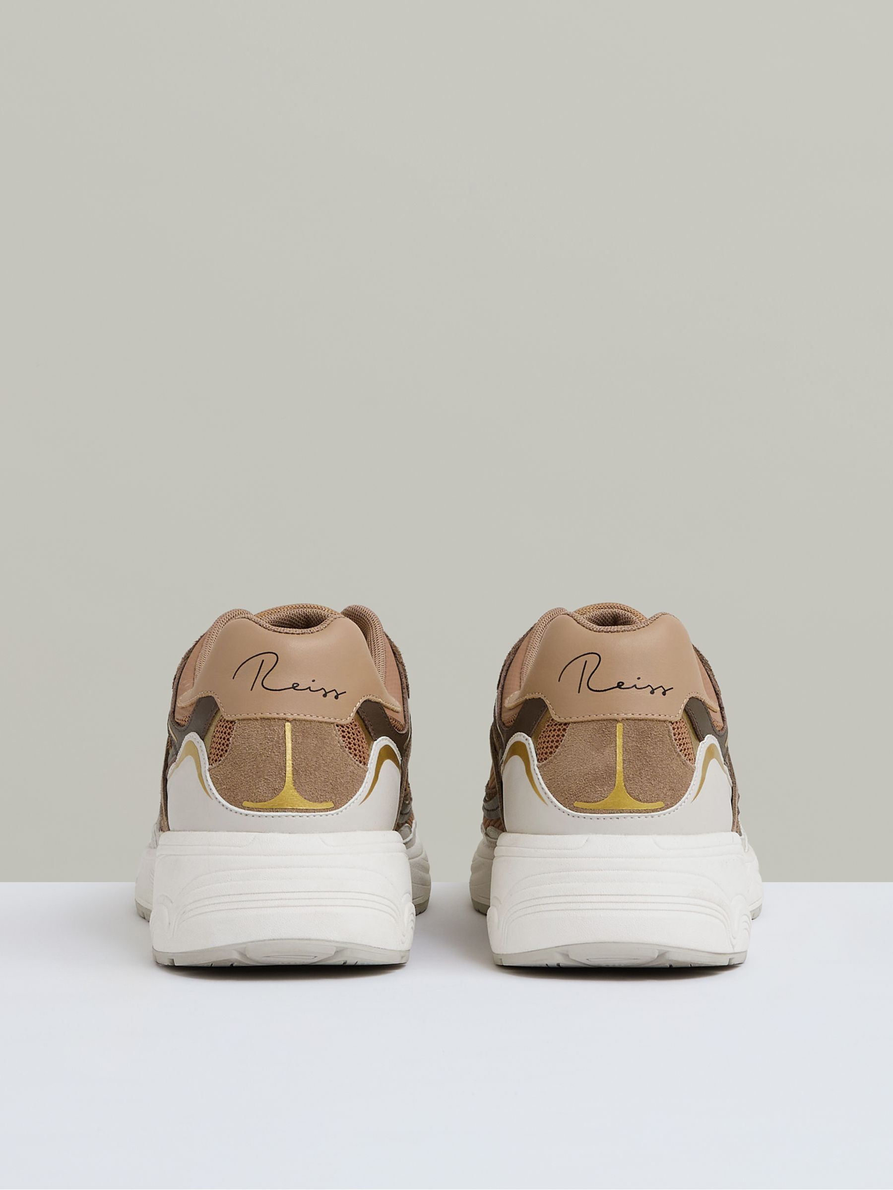 Nubuck and Mesh Trainers in Tobacco