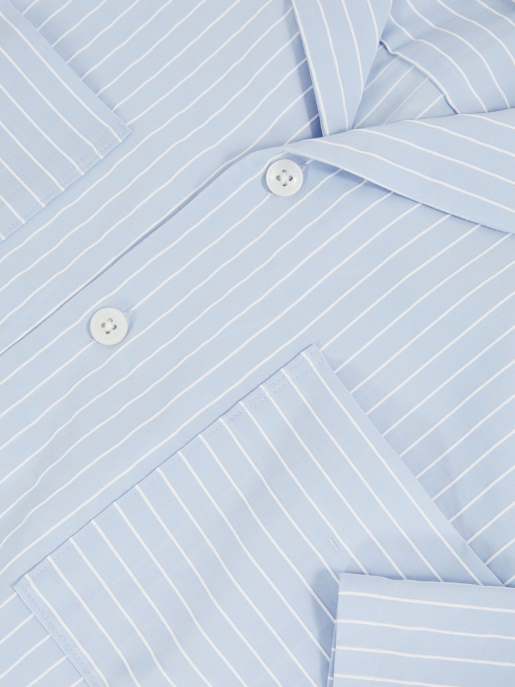 Lyocell-Blend Stripe Twin-Pocket Shirt in Soft Blue/White