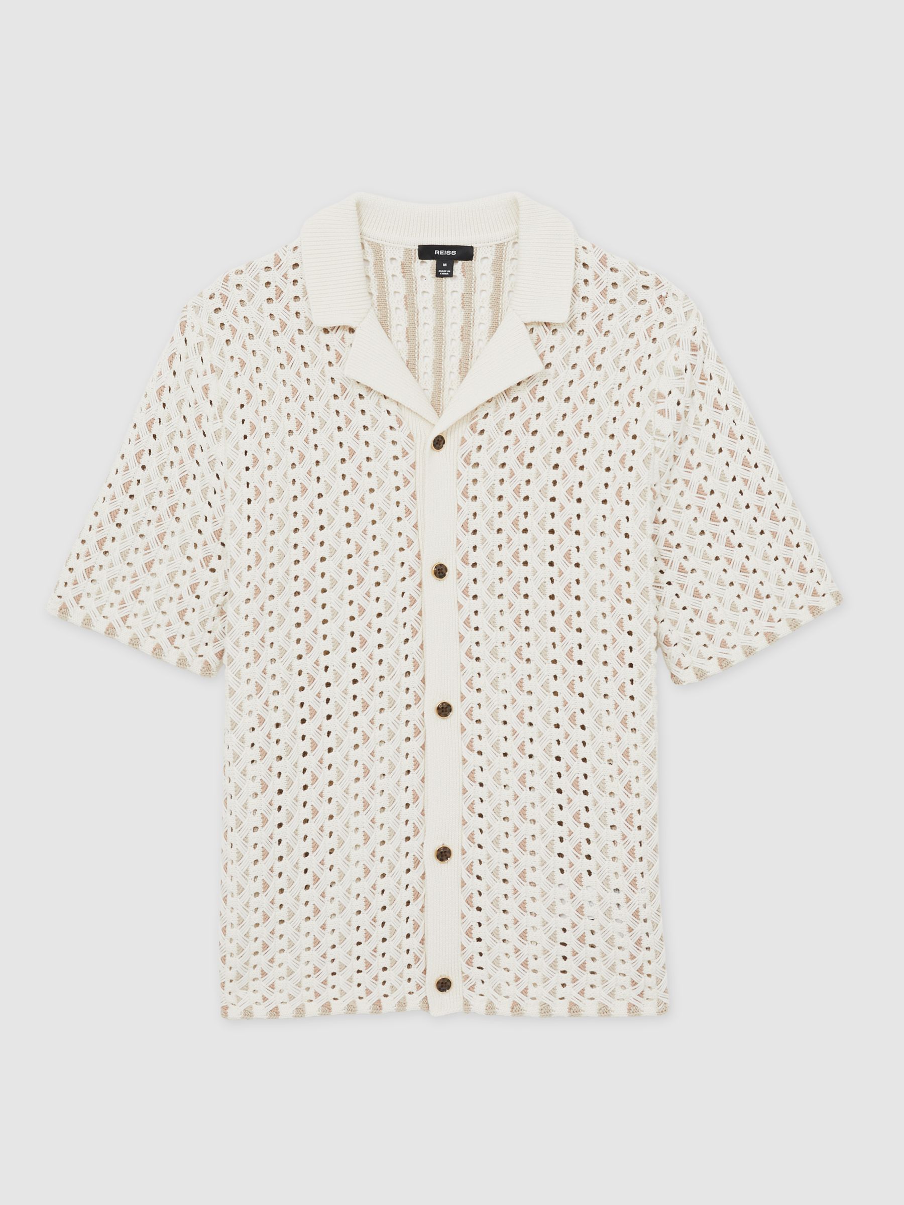 Textured-Knit Cuban-Collar Shirt in Natural