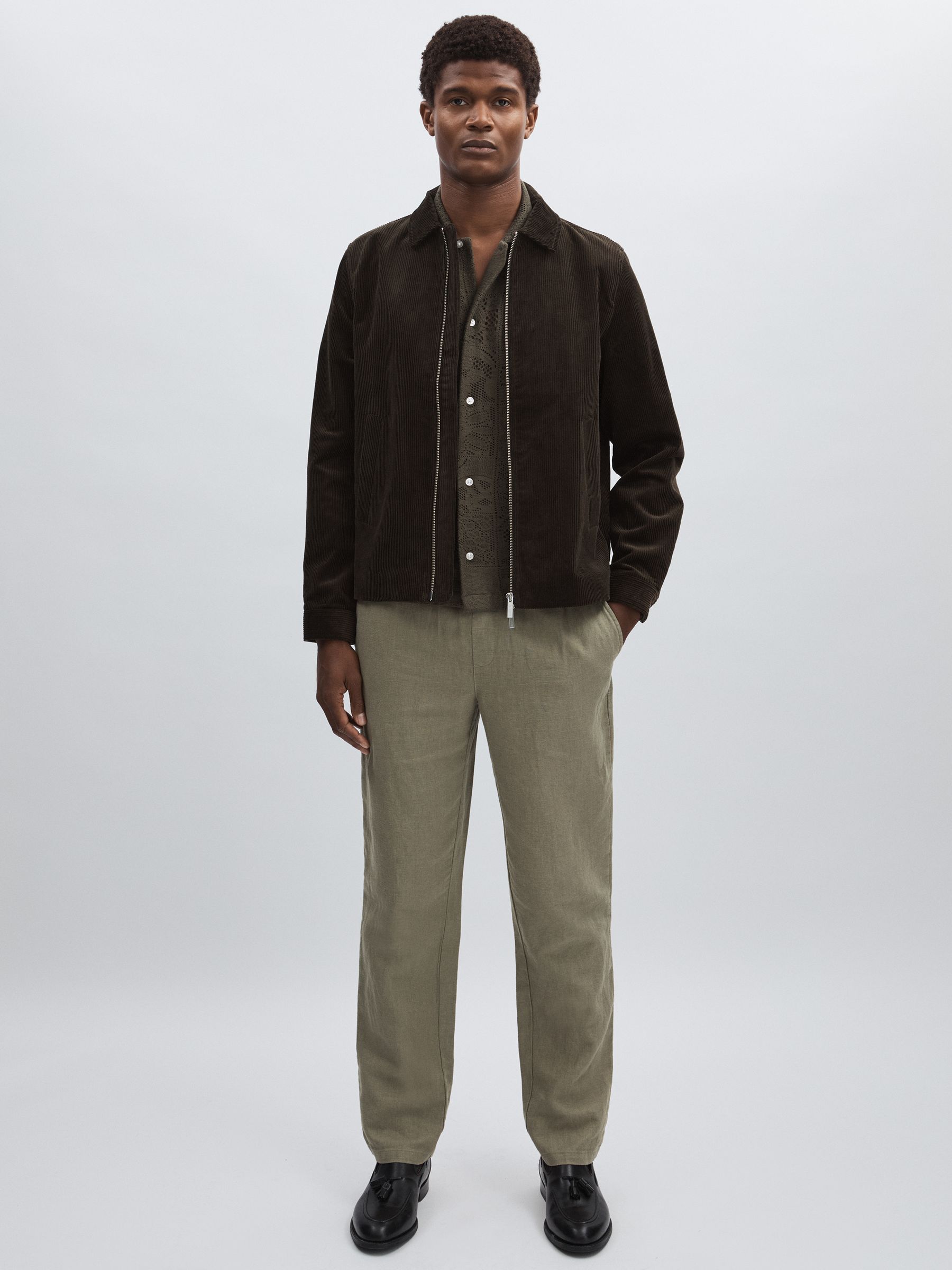 Les Deux Drawstring Trousers in Green/Ivory