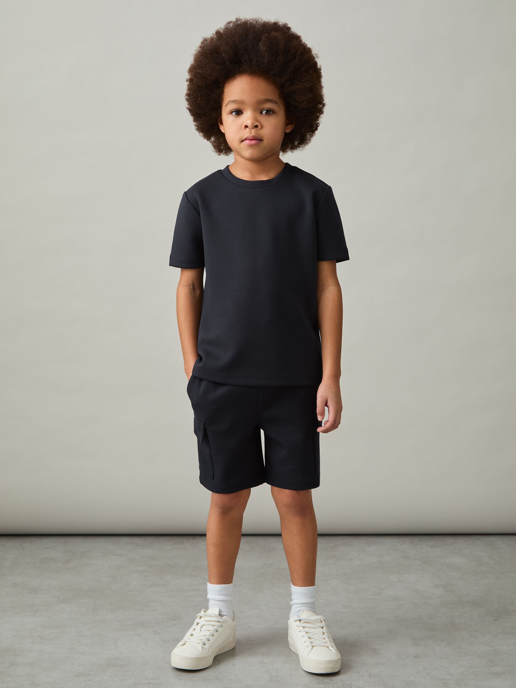 3-9 yrs Interlock-Jersey Crew-Neck T-Shirt in Navy