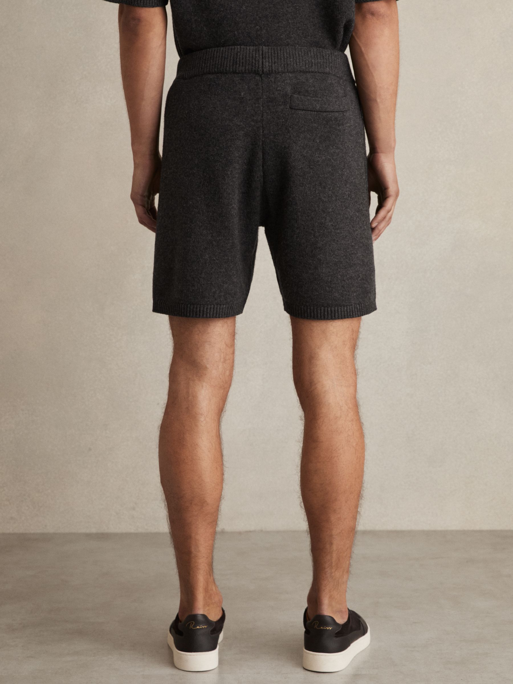 Wool Blend Heavy Knit Shorts in Charcoal Melange
