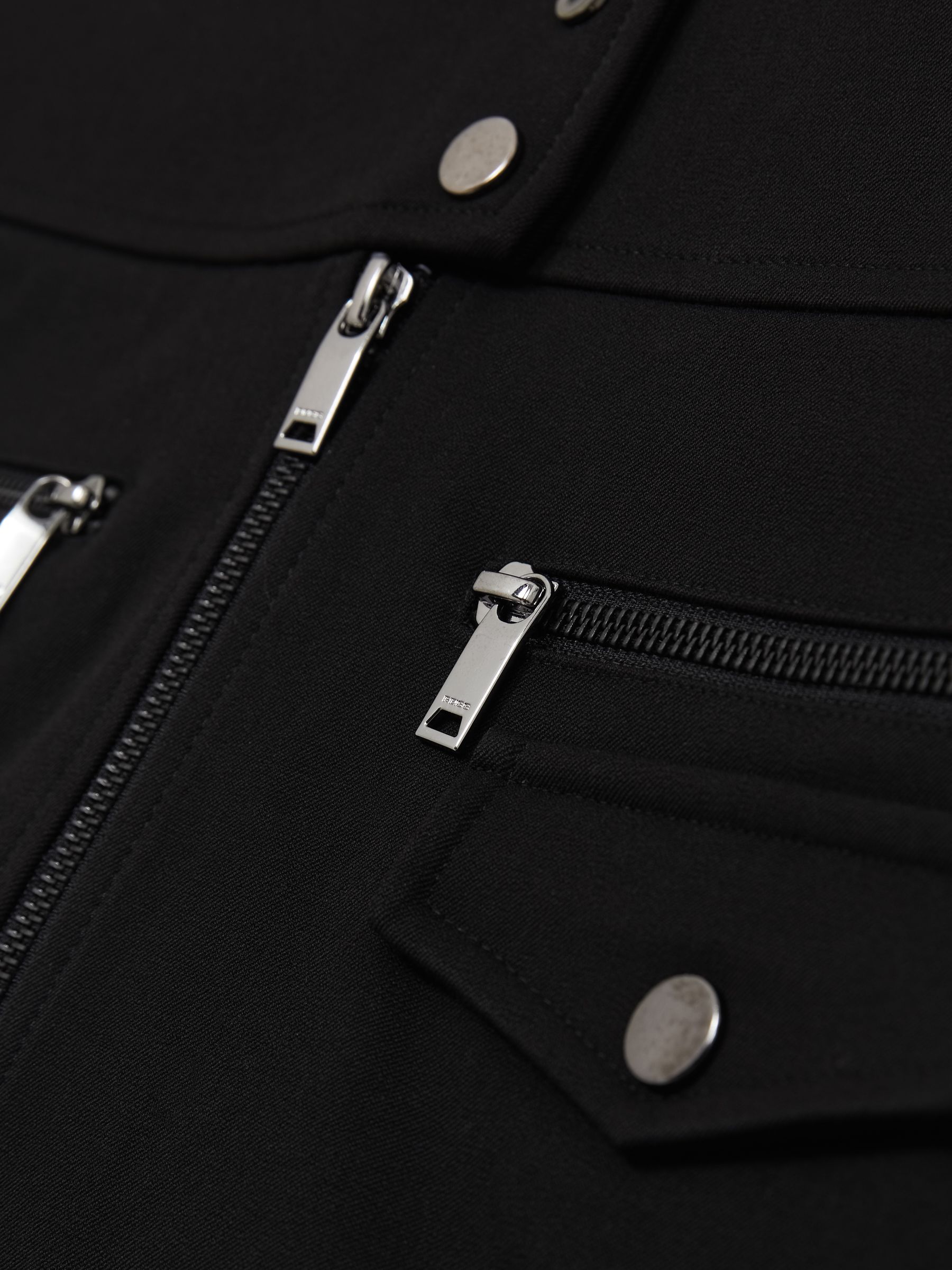 Zip-Through Ponte Mini Skirt in Black