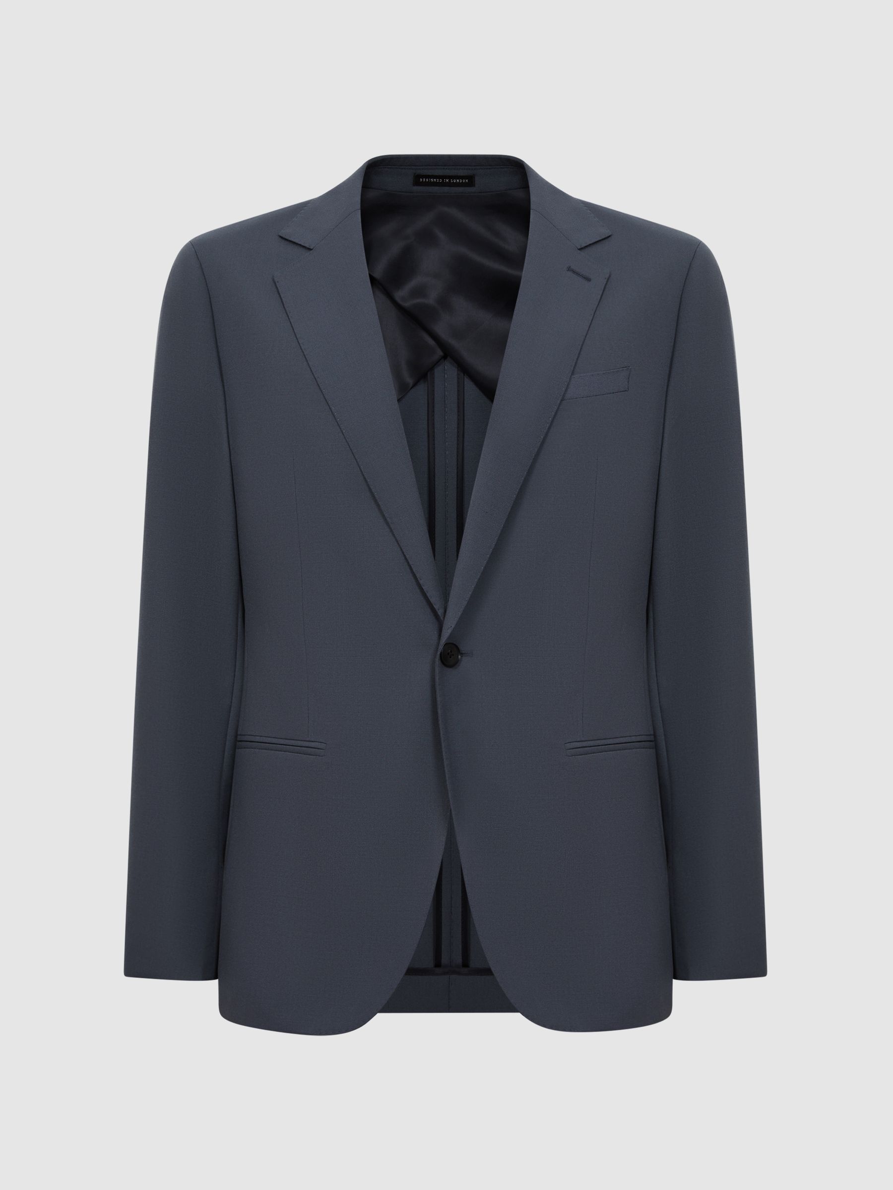 Fine Airforce Blue Modern Fit Single Breasted Wool Blazer