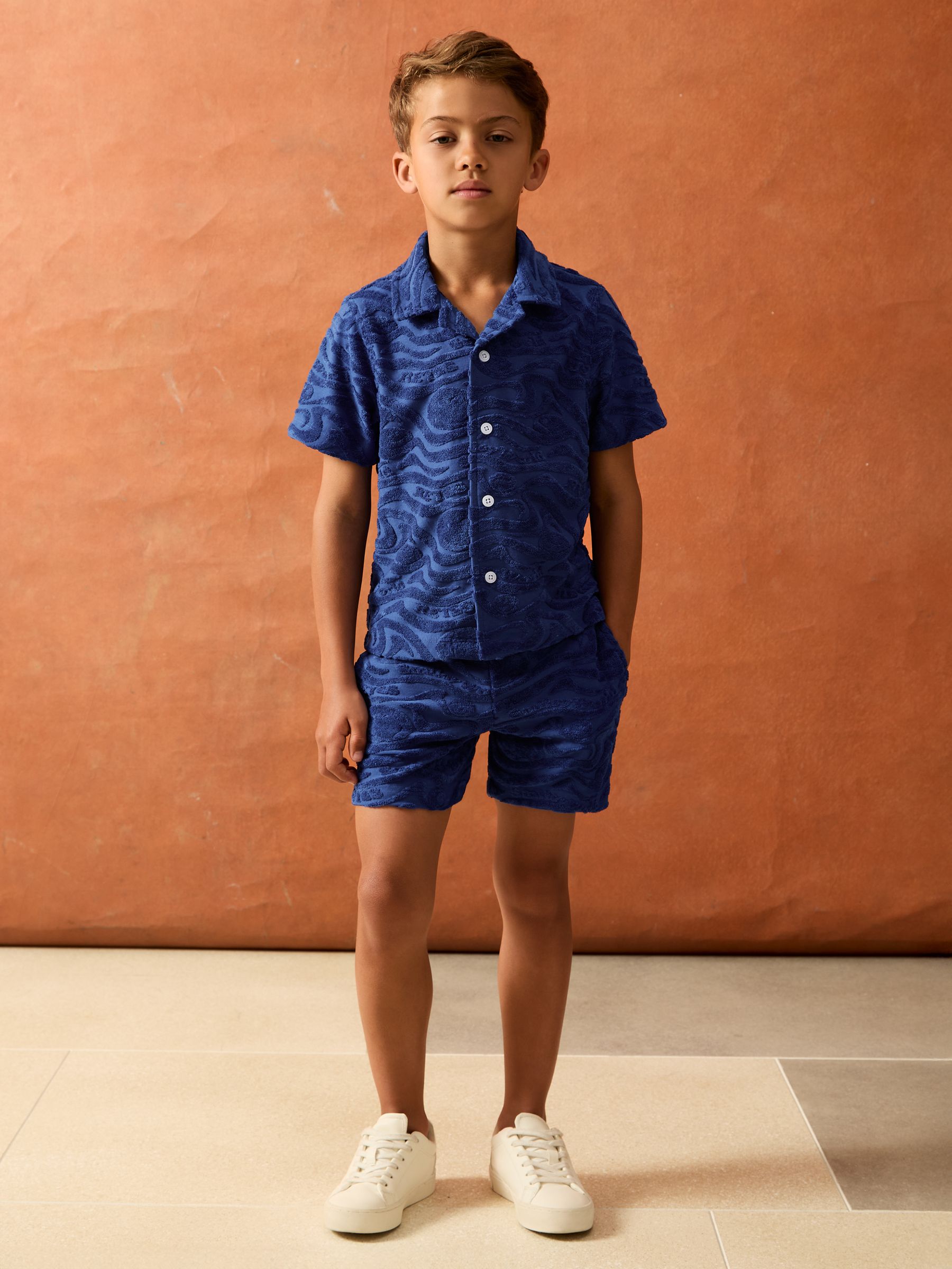 13-14 yrs SmileyWorld | Reiss Wave Texture Shirt in Bright Blue