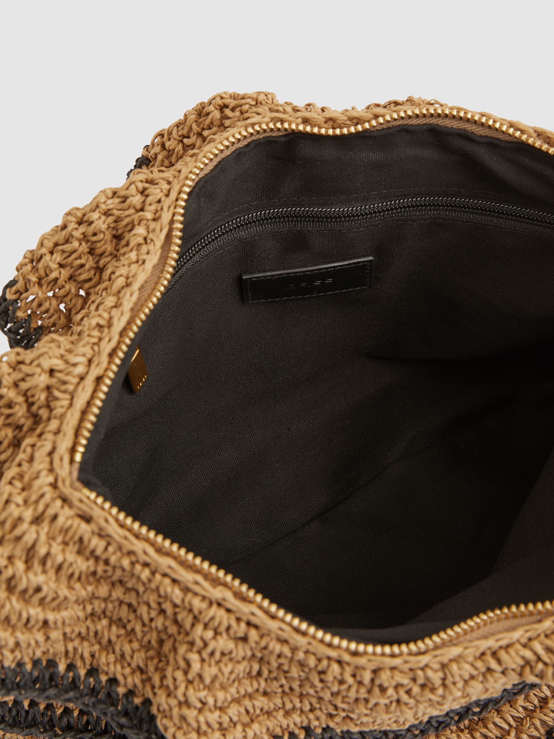 Raffia Ruffle Clutch Bag in Natural