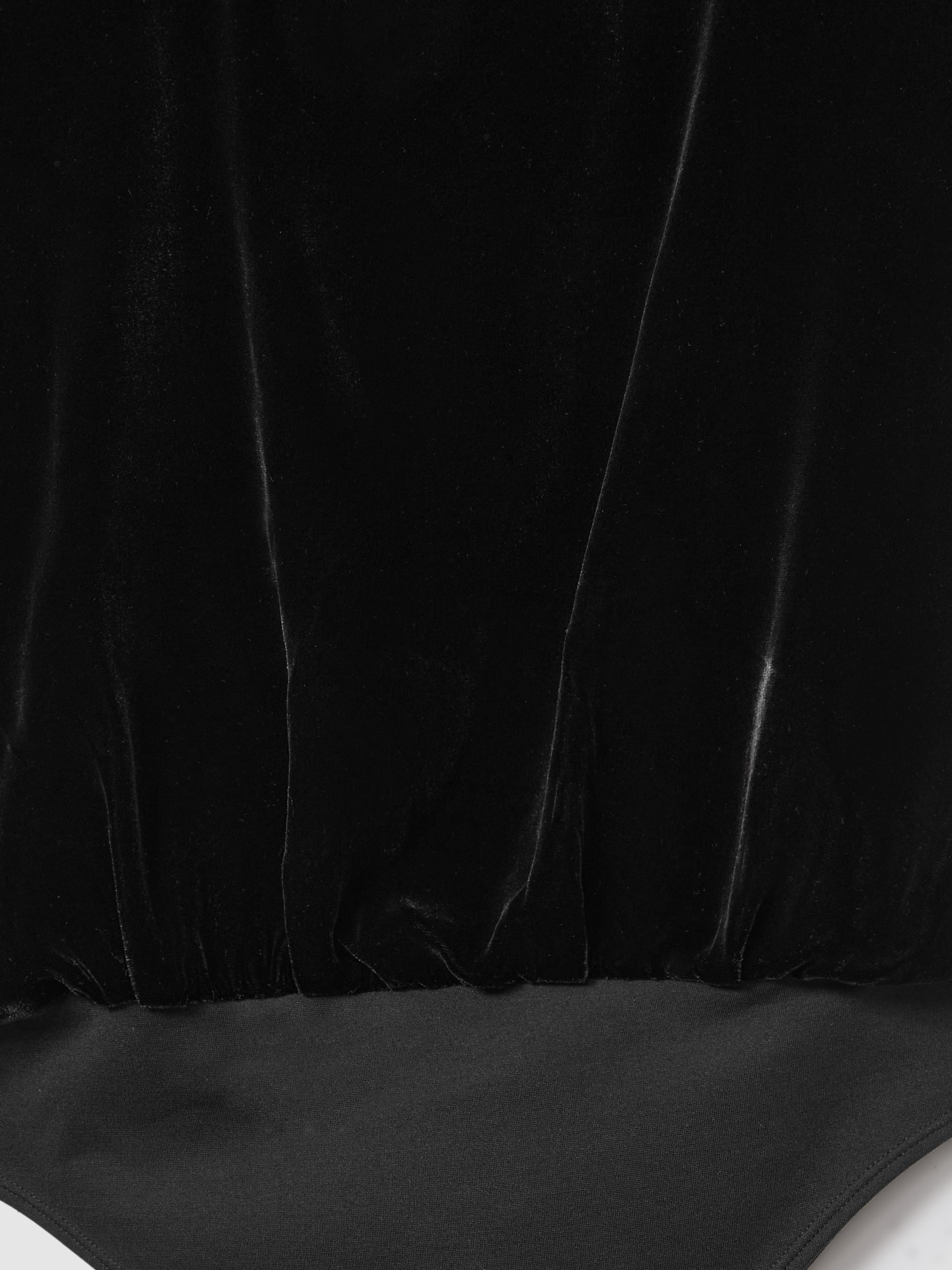 Atelier Velvet Draped Sleeveless Bodysuit in Black