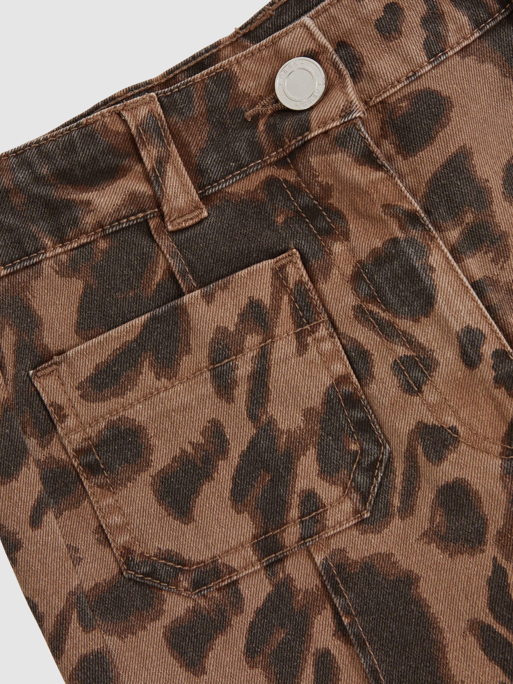Leopard-Print Flared Jeans in Brown