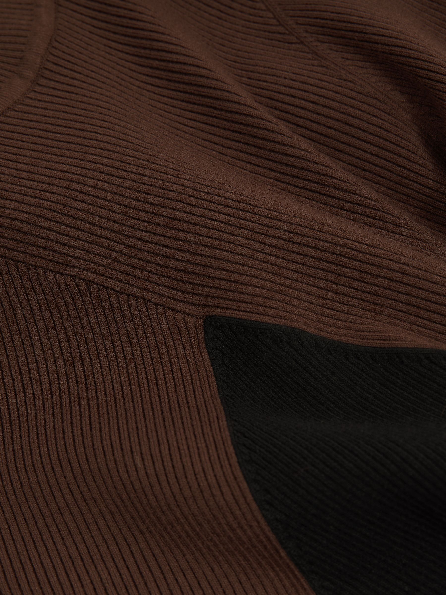 Petite Colourblock Ribbed Midi Dress in Chocolate/Black