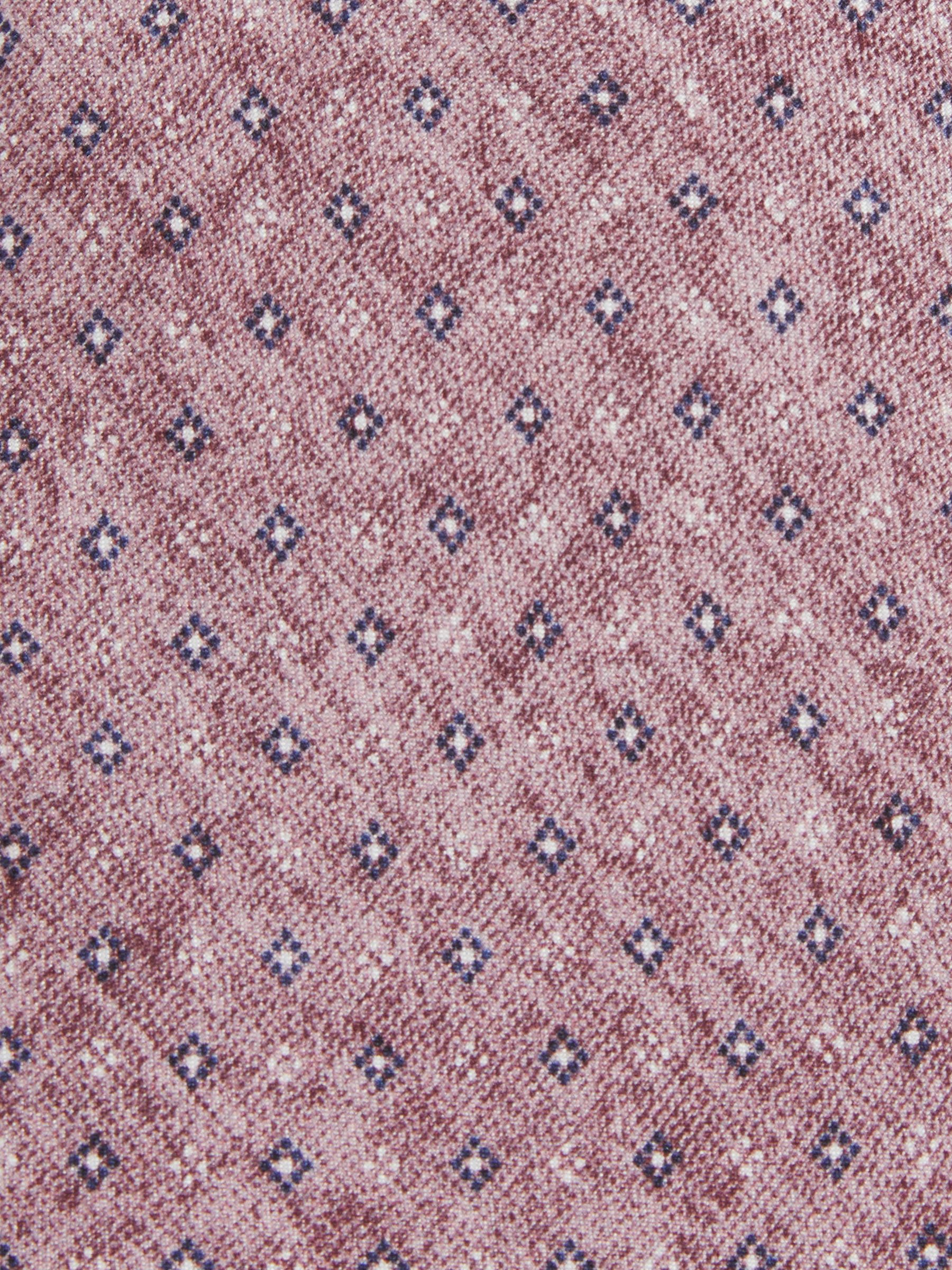 Silk Geometric Print Tie in Dusty Pink