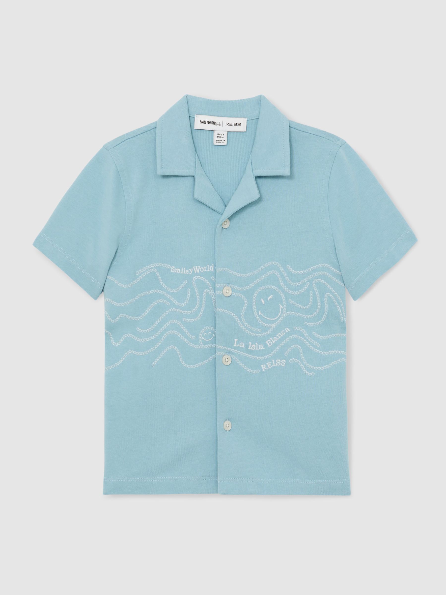 9-13 yrs SmileyWorld | Reiss Embroidered Shirt in Sky Blue