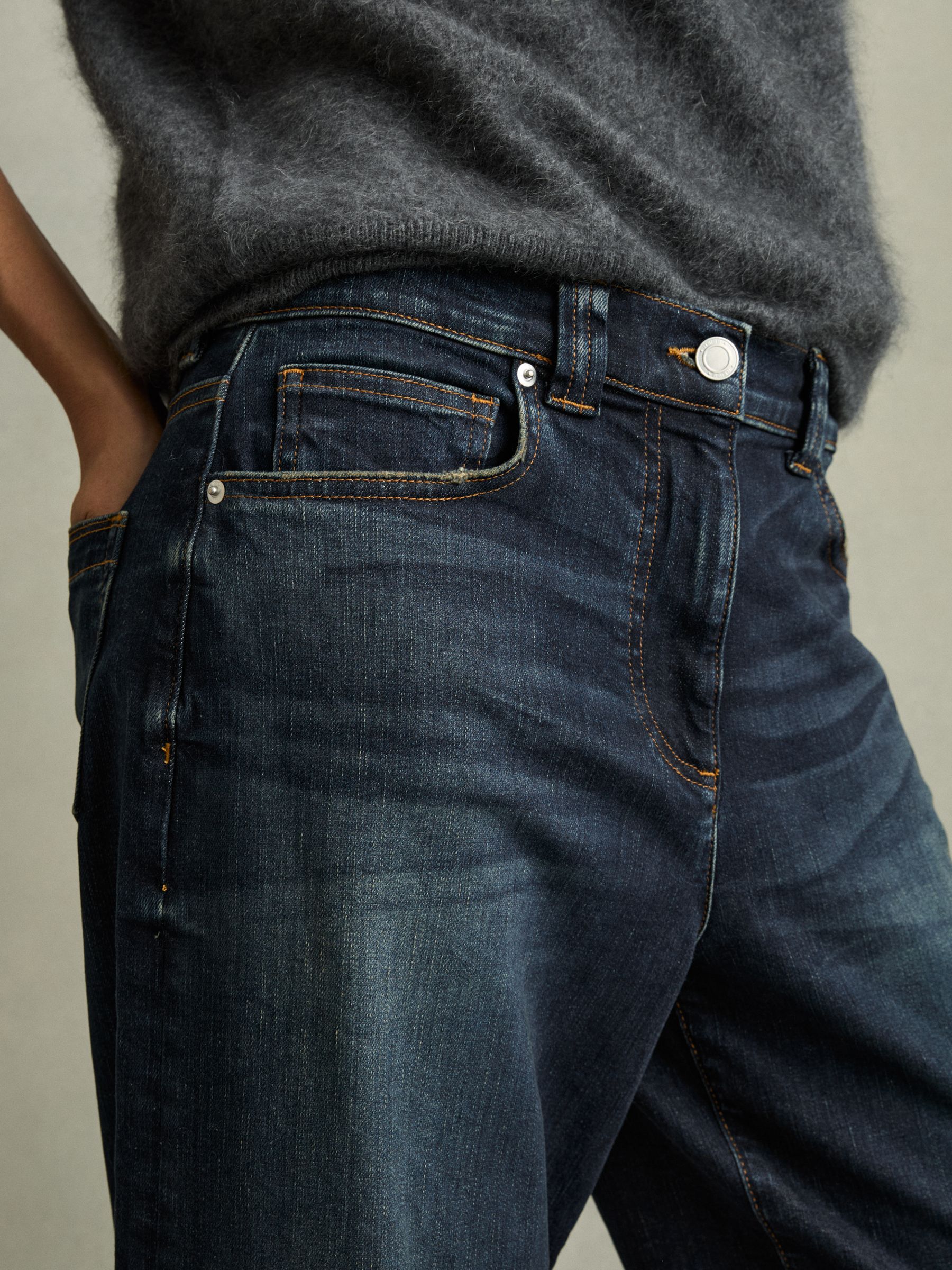 Denim Culotte Jeans in Dark Blue
