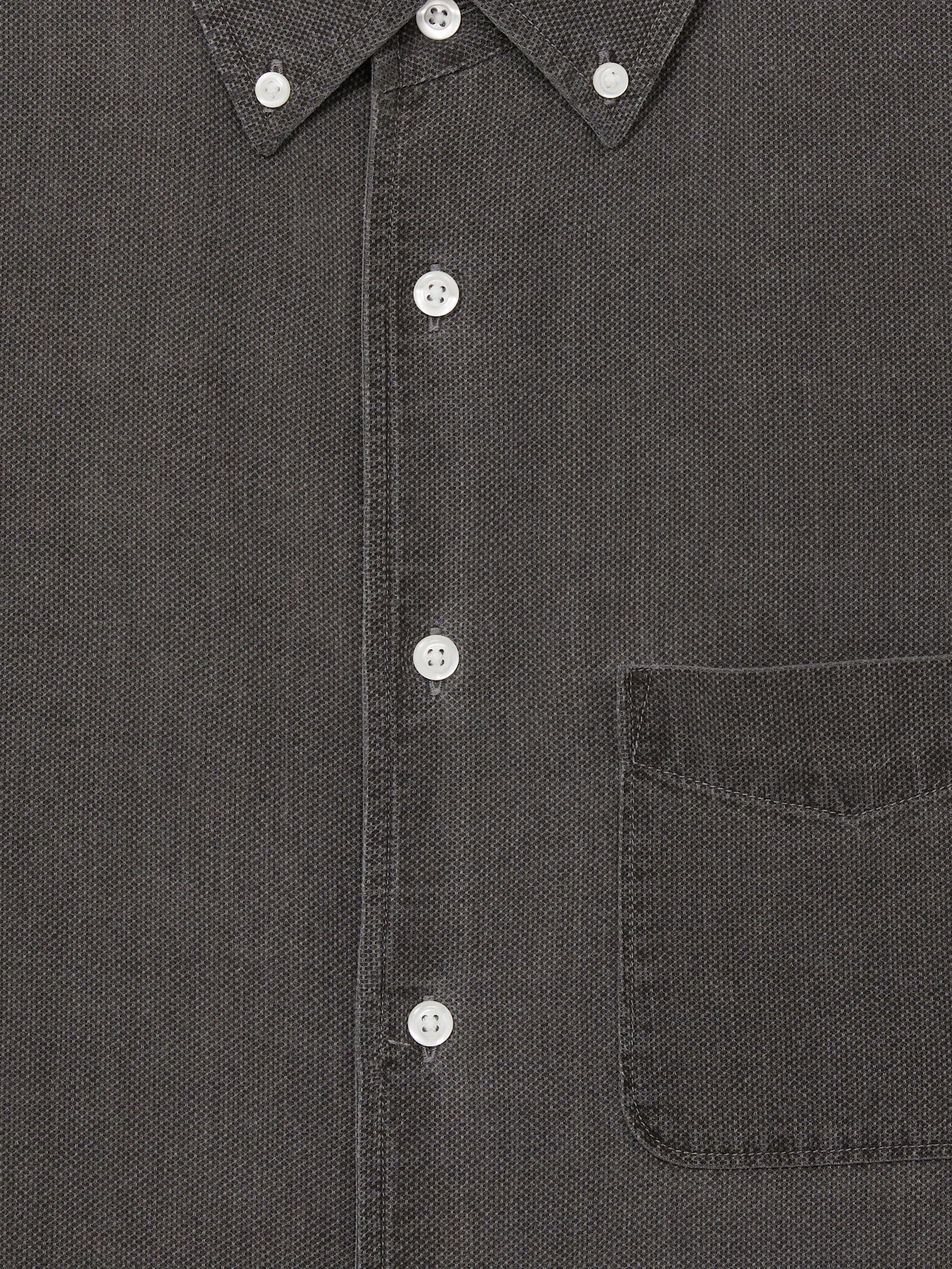 Denim Piqué Button-Through Shirt in Washed Black