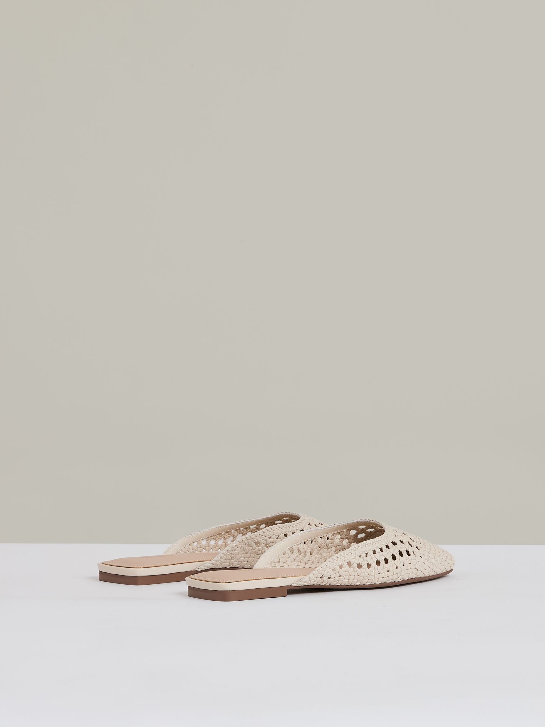 Woven Slip-On Mules in Off White