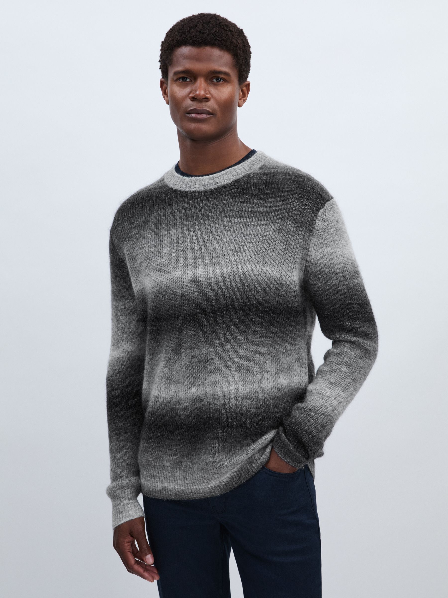 Paige Ombré-Striped Jumper With Mohair in Contrast Stripe Grey